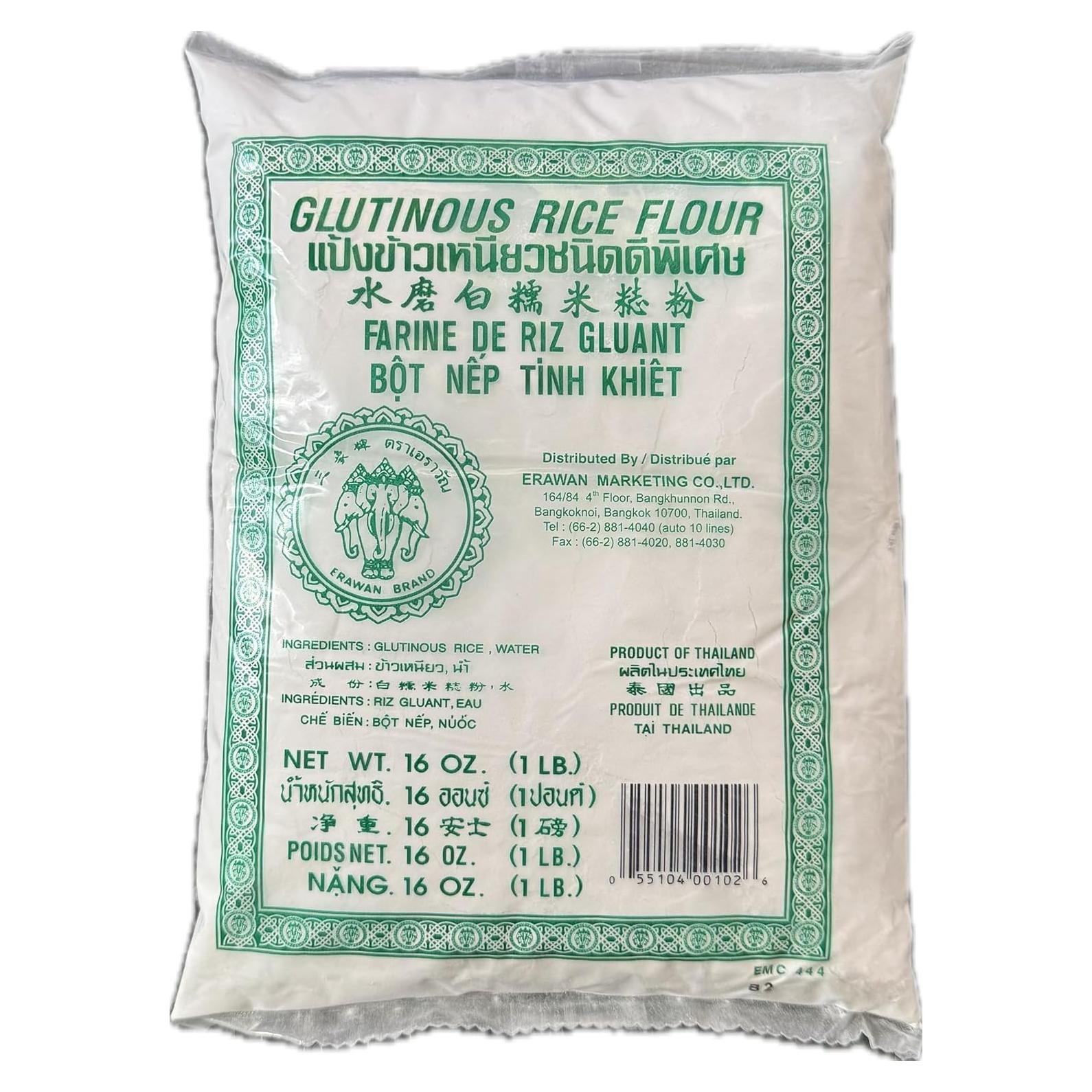 Harina de Arroz Glutinosa ERAWAN 1360g - Paquete de 3