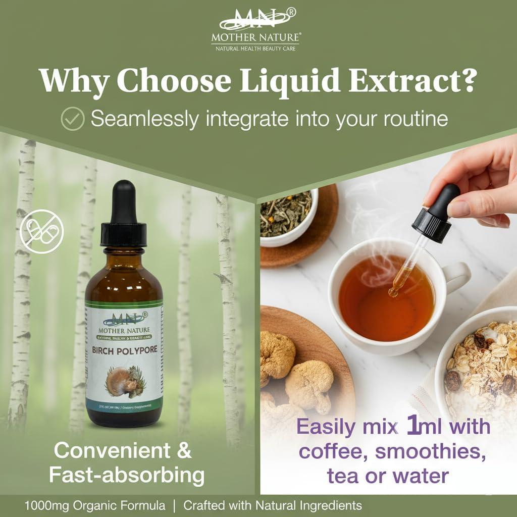 Extracto Líquido de Poliporo de Abedul Orgánico Madre Naturaleza 60ml