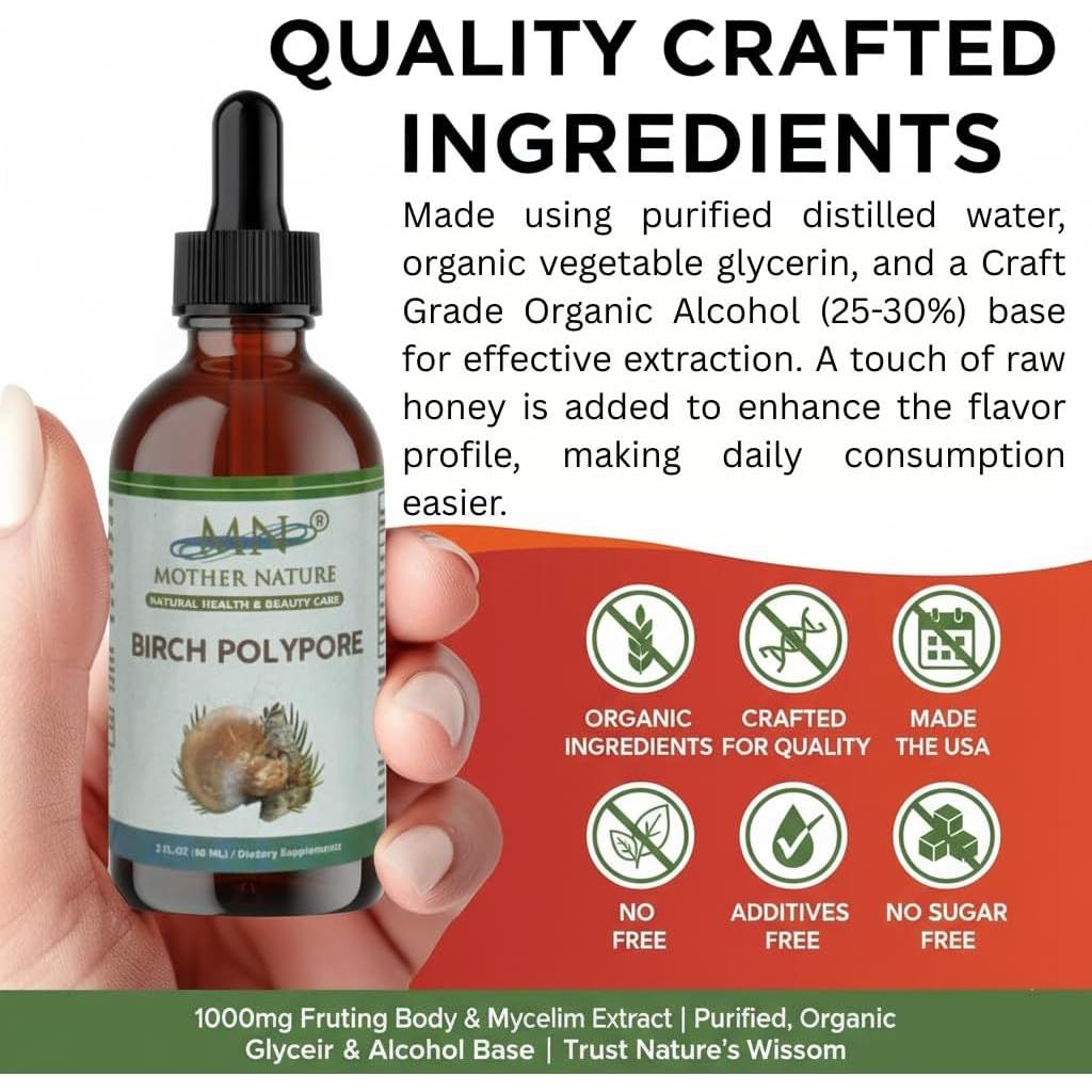 Extracto Líquido de Poliporo de Abedul Orgánico Madre Naturaleza 60ml