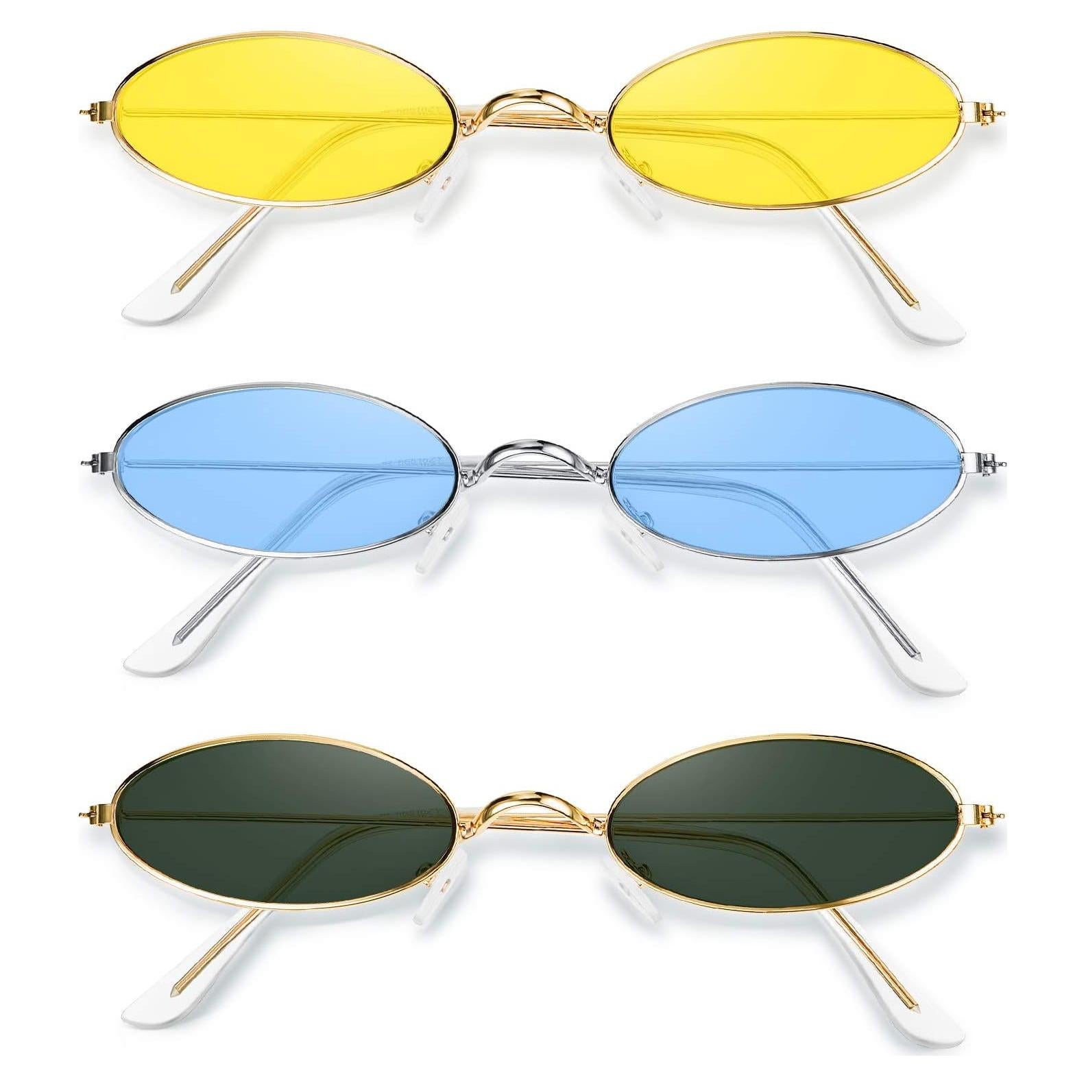 Gafas de Sol Ovaladas Vintage 3 Piezas Metal Colorido
