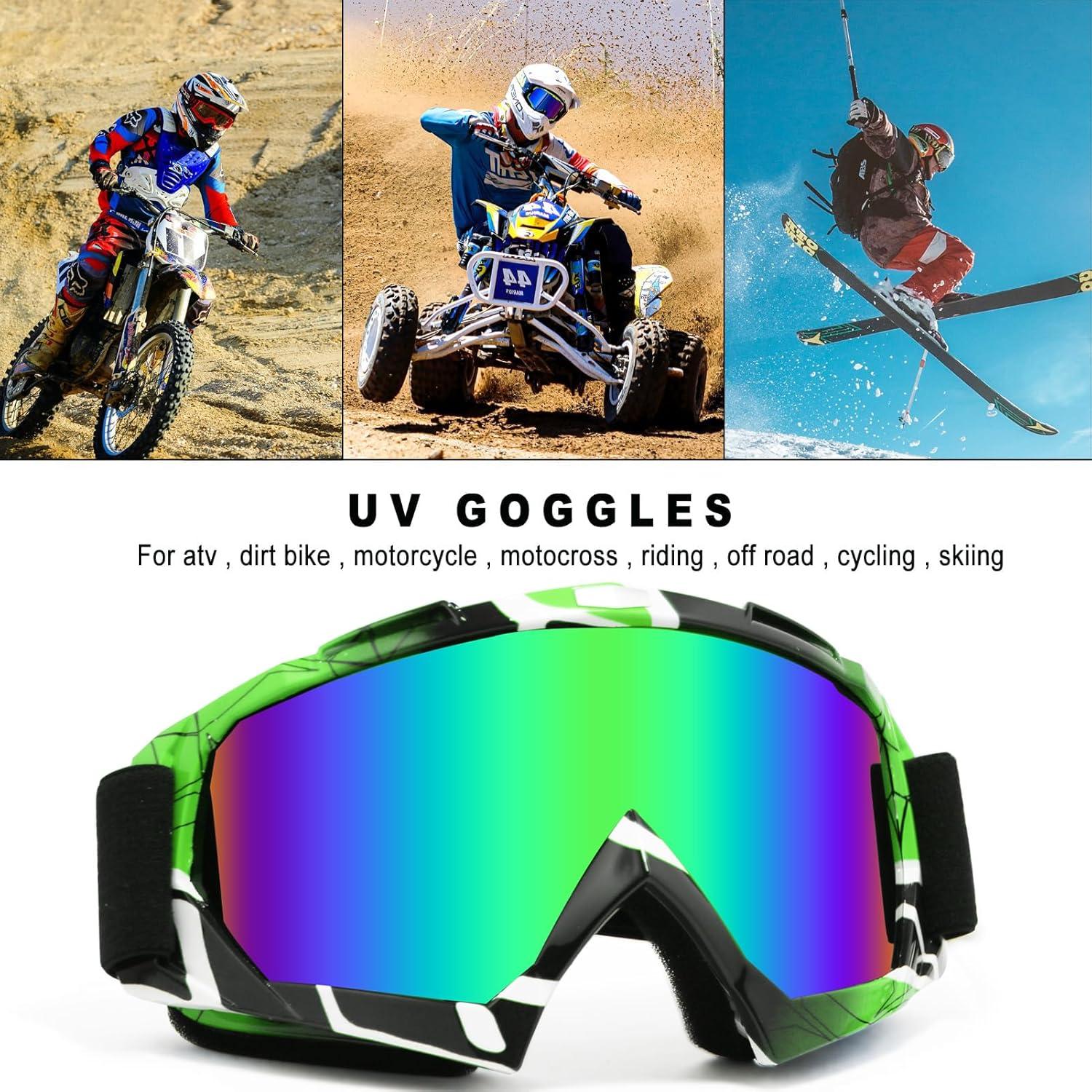 Gafas de Motocicleta Shutuan Verde Negro Lente Colorida UV400