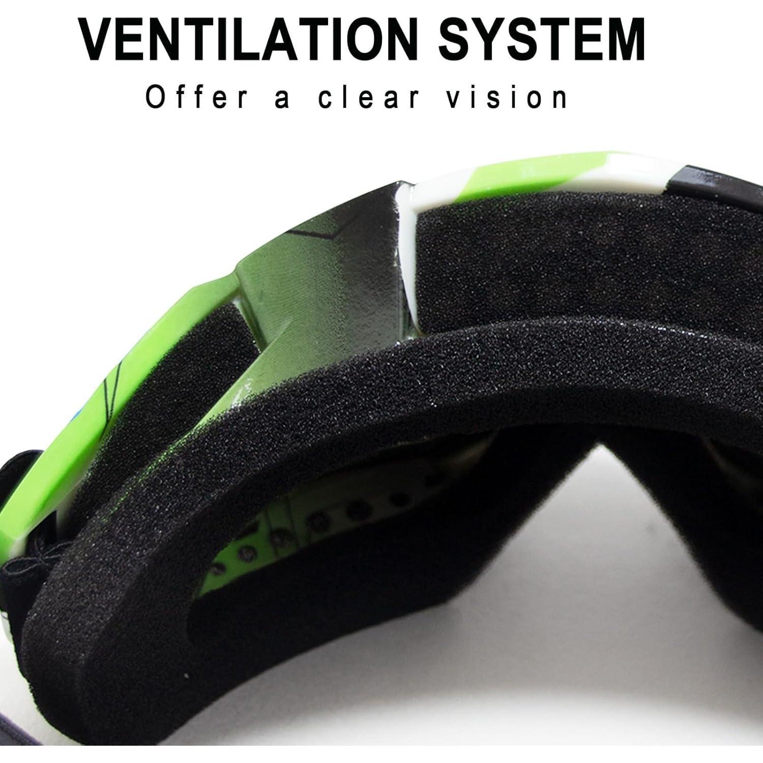 Gafas de Motocicleta Shutuan Verde Negro Lente Colorida UV400