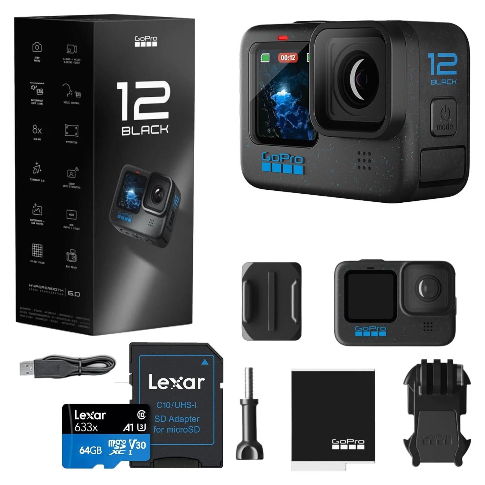 Cámara de Acción GoPro HERO12 Negra - Ultra HD 5.3K, 27MP, HDR