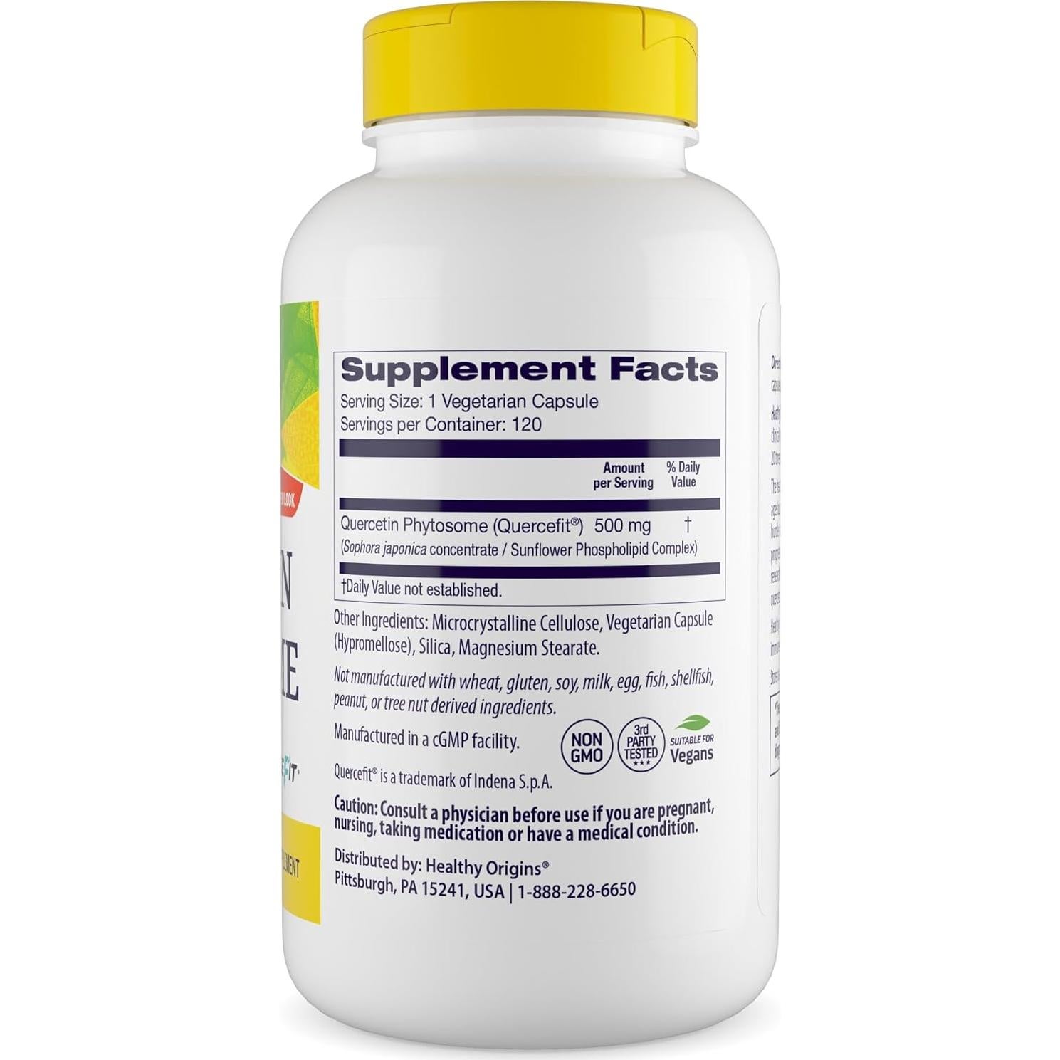 Suplemento de Quercetina Healthy Origins 500 mg - 120 Cápsulas Veganas