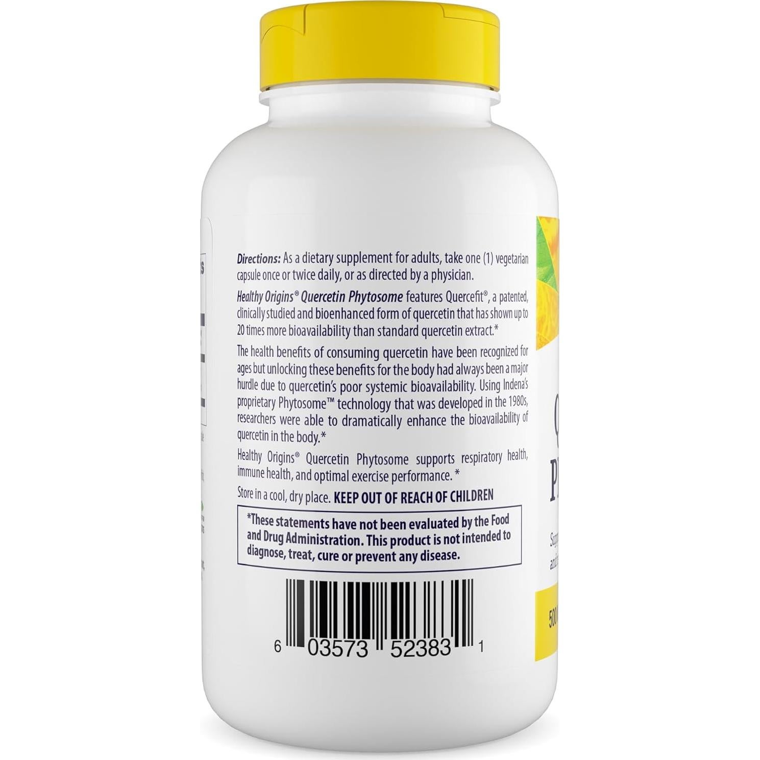 Suplemento de Quercetina Healthy Origins 500 mg - 120 Cápsulas Veganas