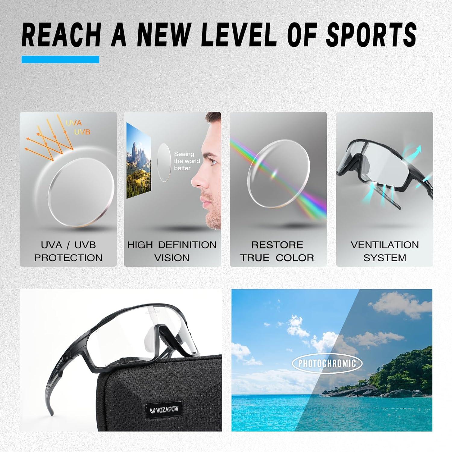 Gafas de Ciclismo VOZAPOW Fotoquímicas UV400 Unisex