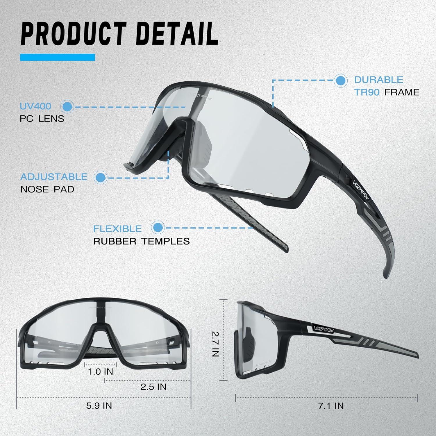 Gafas de Ciclismo VOZAPOW Fotoquímicas UV400 Unisex