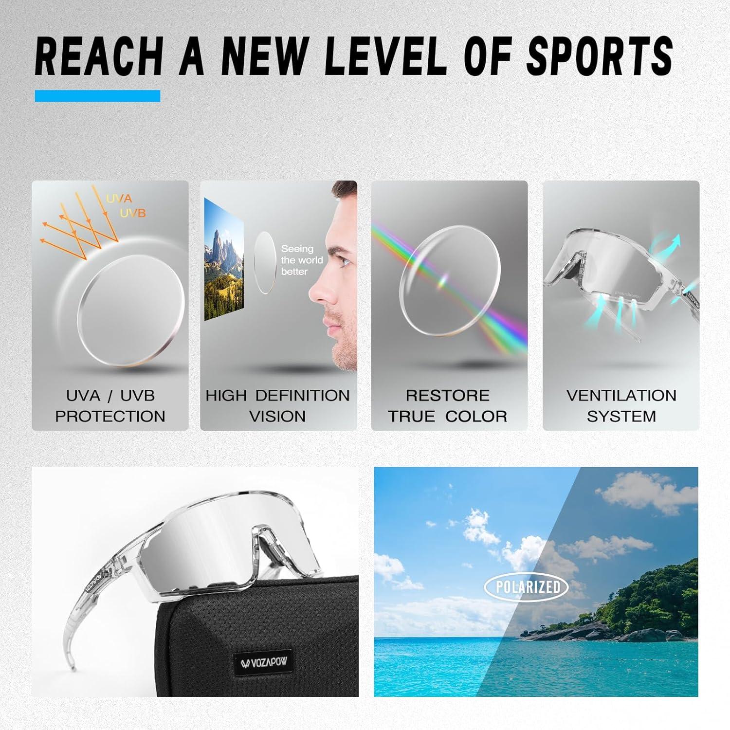 Gafas de Ciclismo VOZAPOW Polarizadas UV400 para Adultos