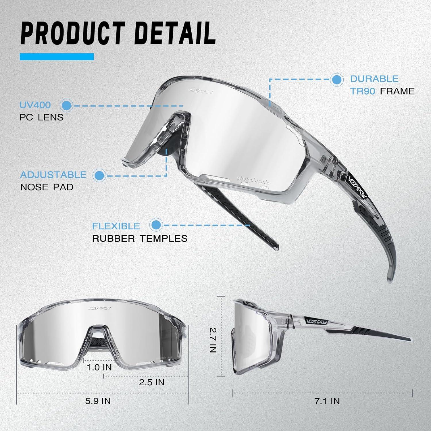 Gafas de Ciclismo VOZAPOW Polarizadas UV400 para Adultos