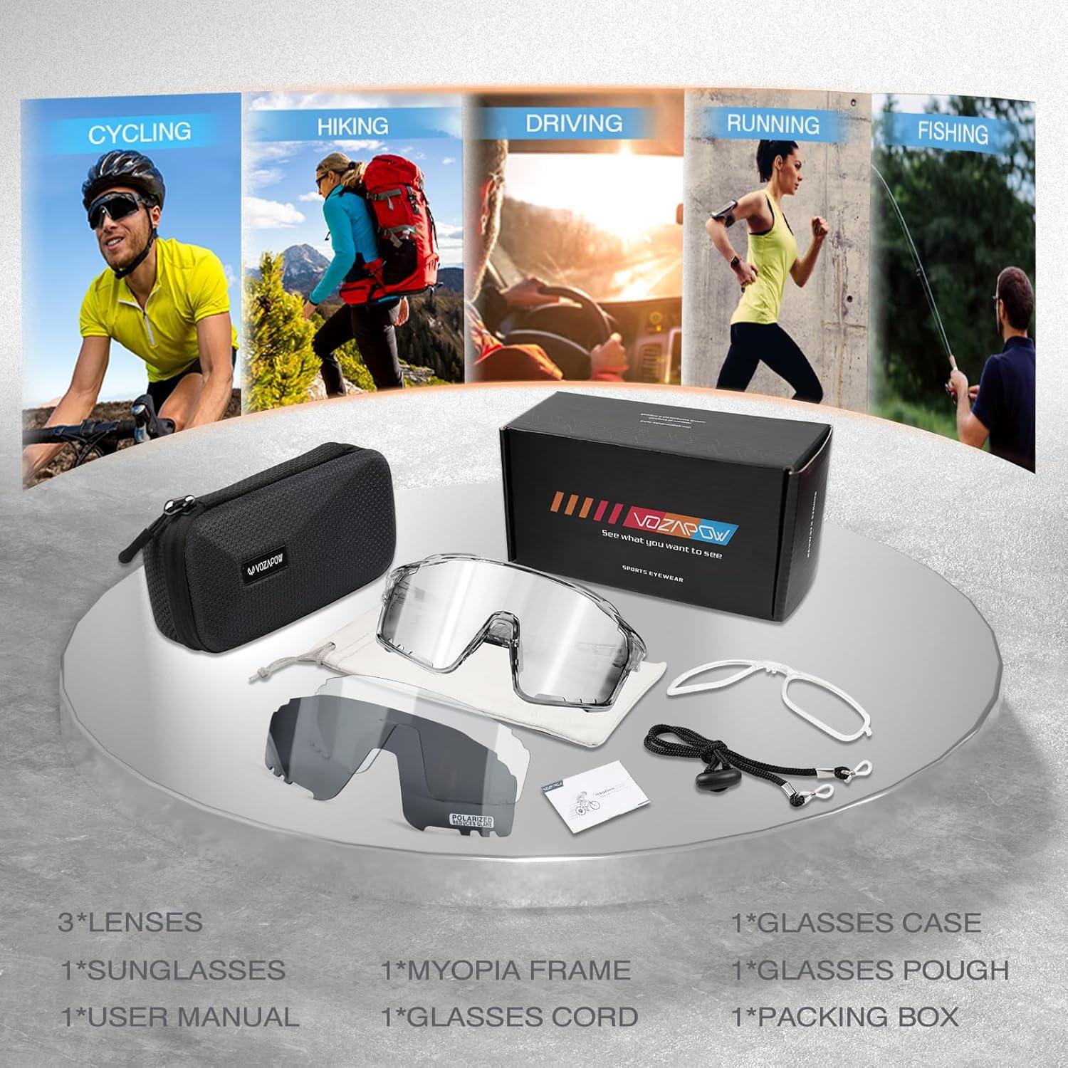 Gafas de Ciclismo VOZAPOW Polarizadas UV400 para Adultos