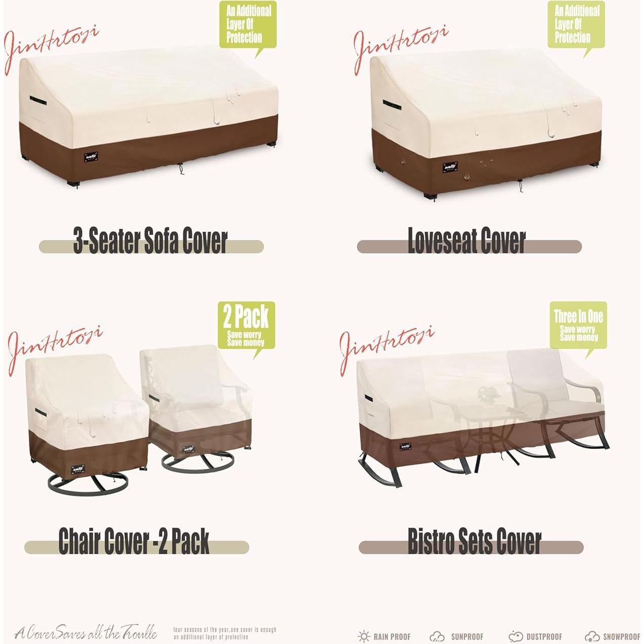 Funda de Sofá de Patio Jin Hrtoyi 147x81x78 cm Impermeable