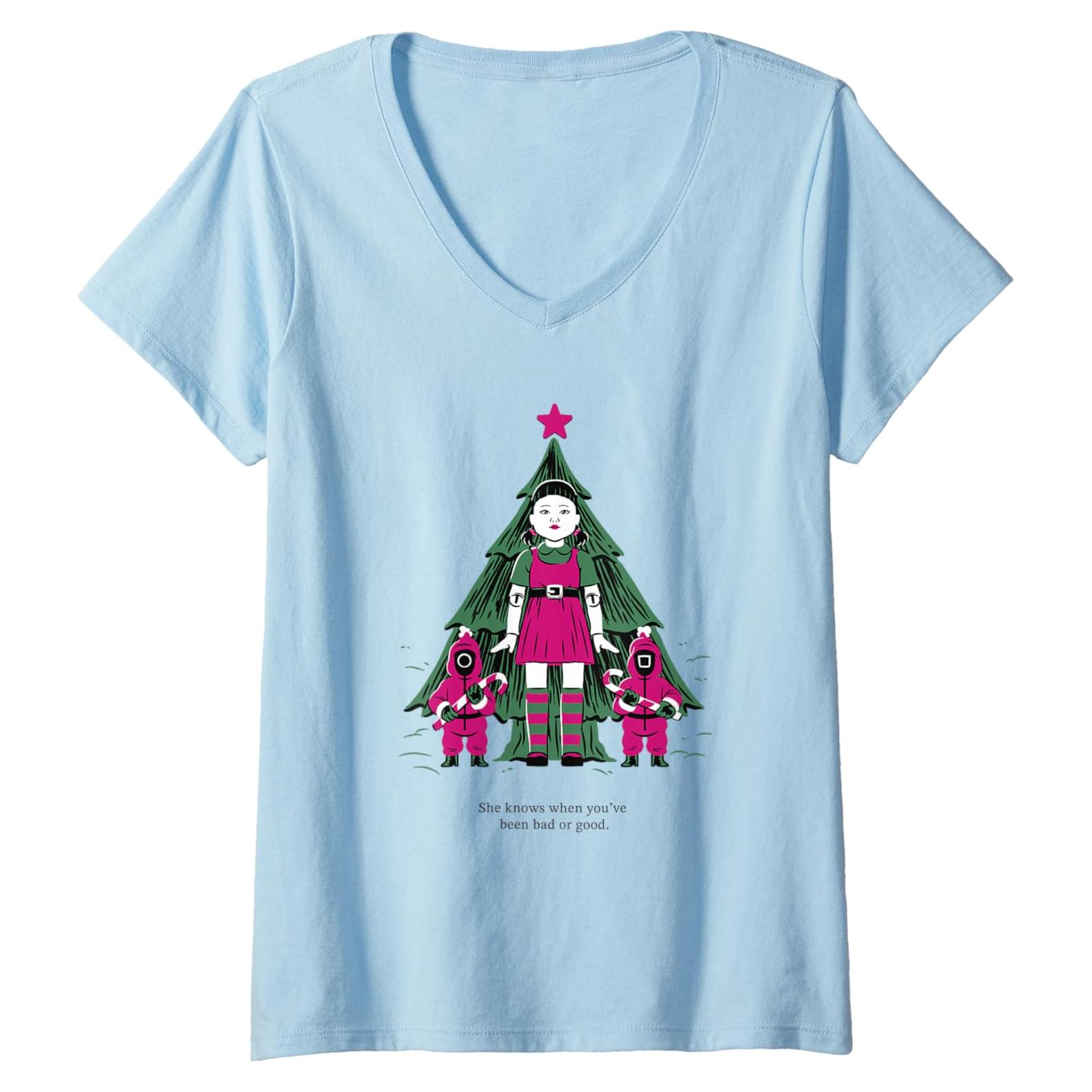 Camisa V-Cuello Navidad Squid Game Mujer - Ropa Oficial