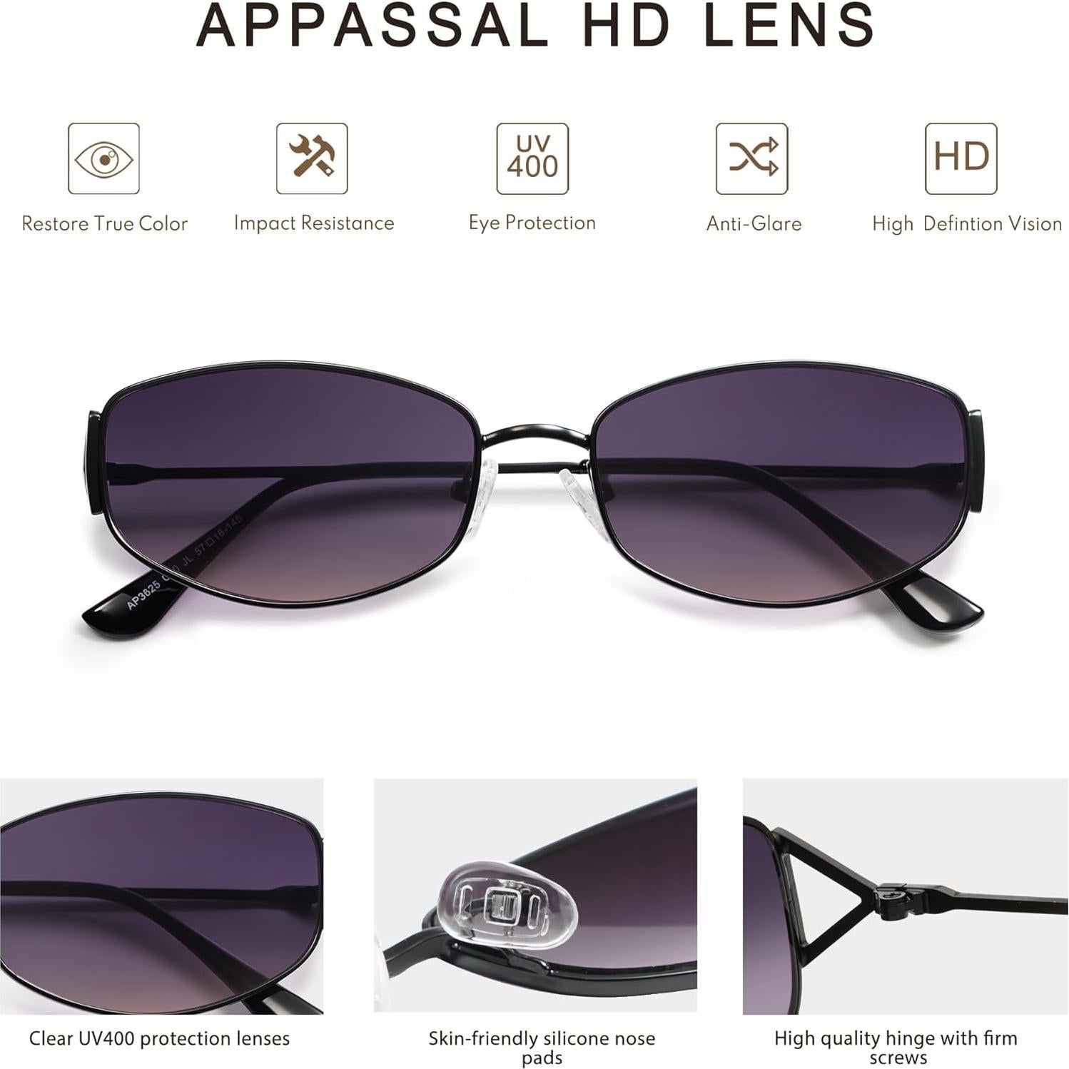 Gafas de sol ovaladas retro AP3625 UV400 unisex metal