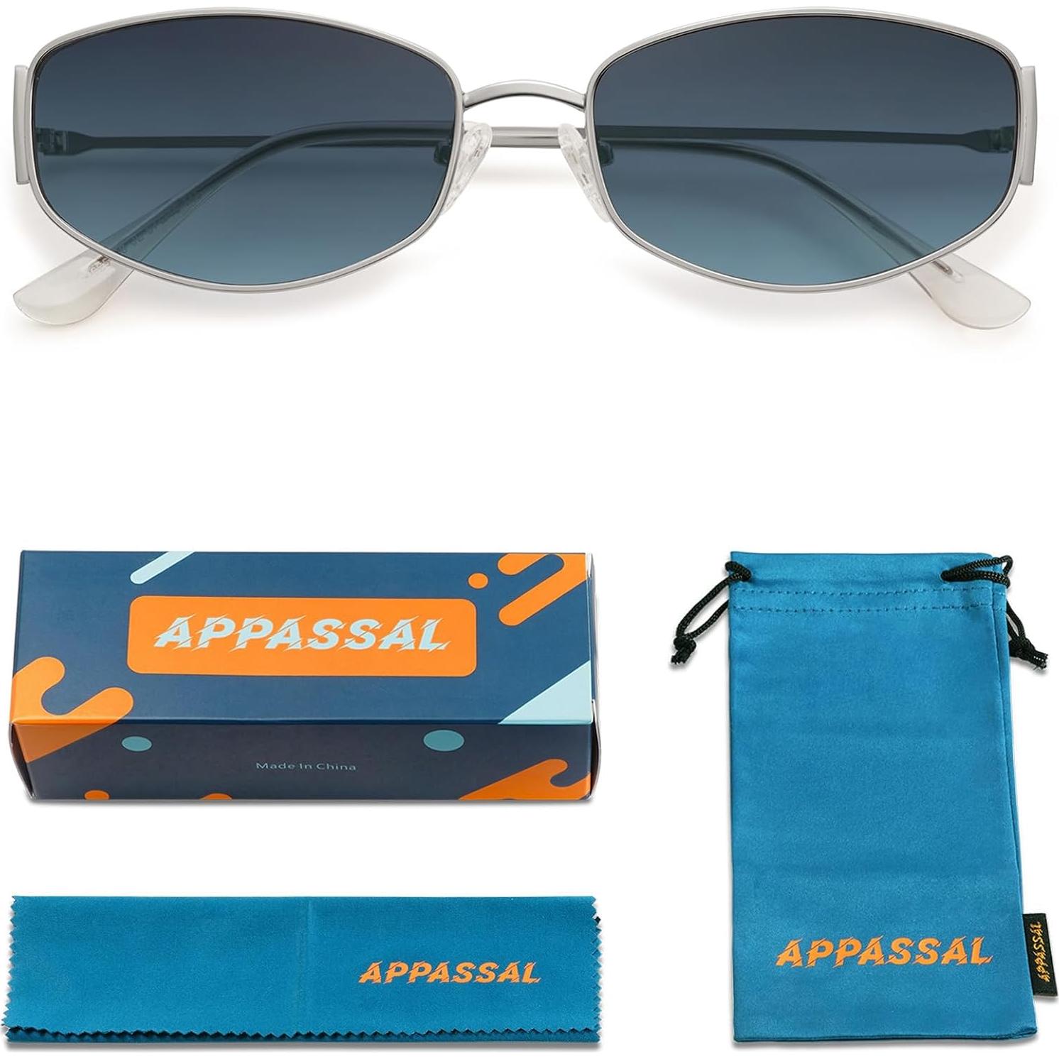 Gafas de Sol Ovaladas Retro Metal UV400 AP3625 Plata/Azul