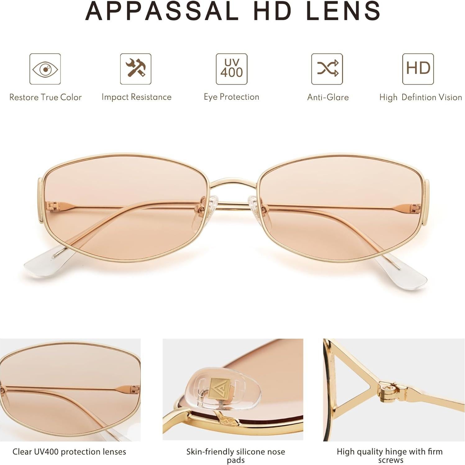 Gafas de Sol Ovaladas Retro Metal UV400 AP3625 Oro/Marrón