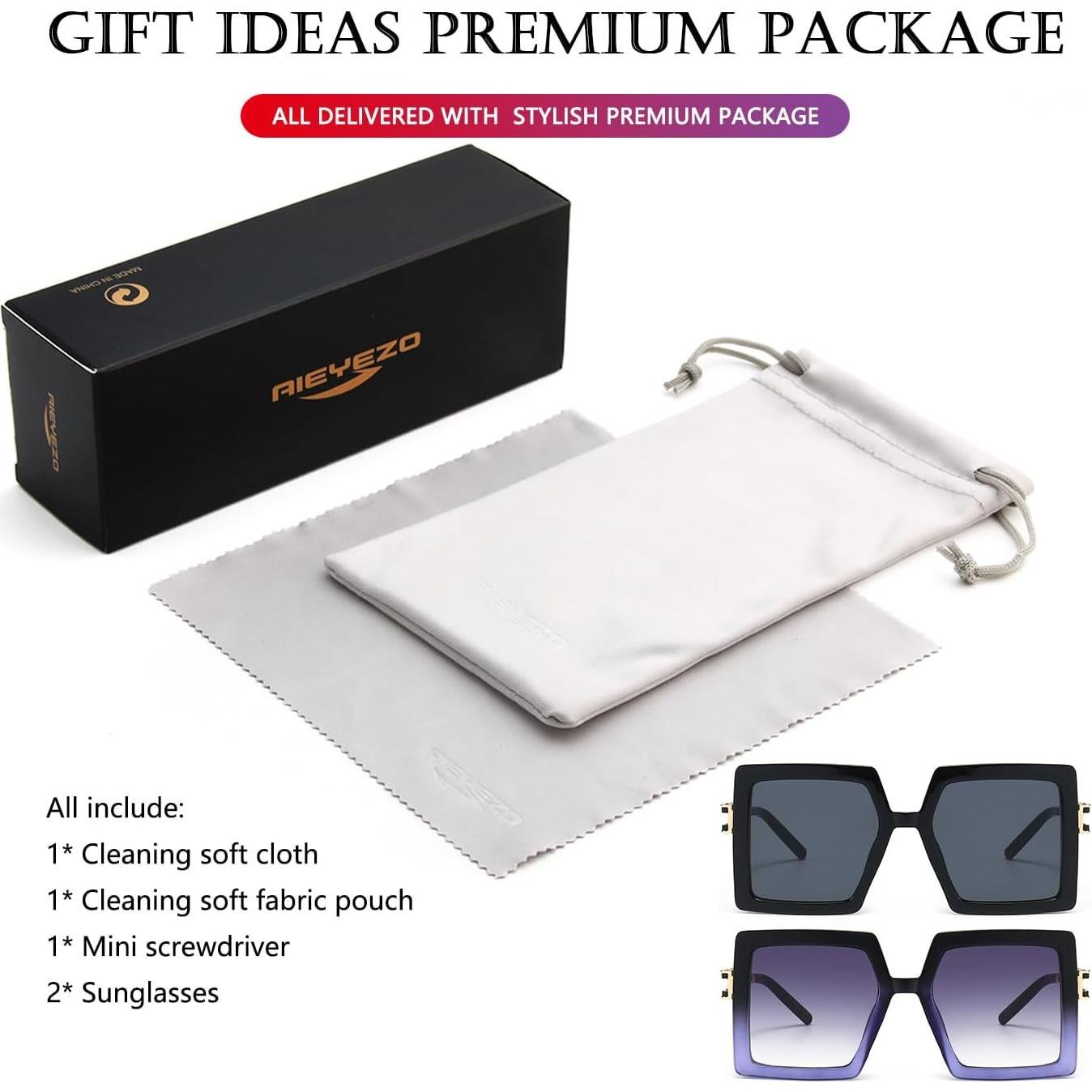 Gafas de Sol AIEYEZO Cuadradas Oversized UV400 para Mujeres