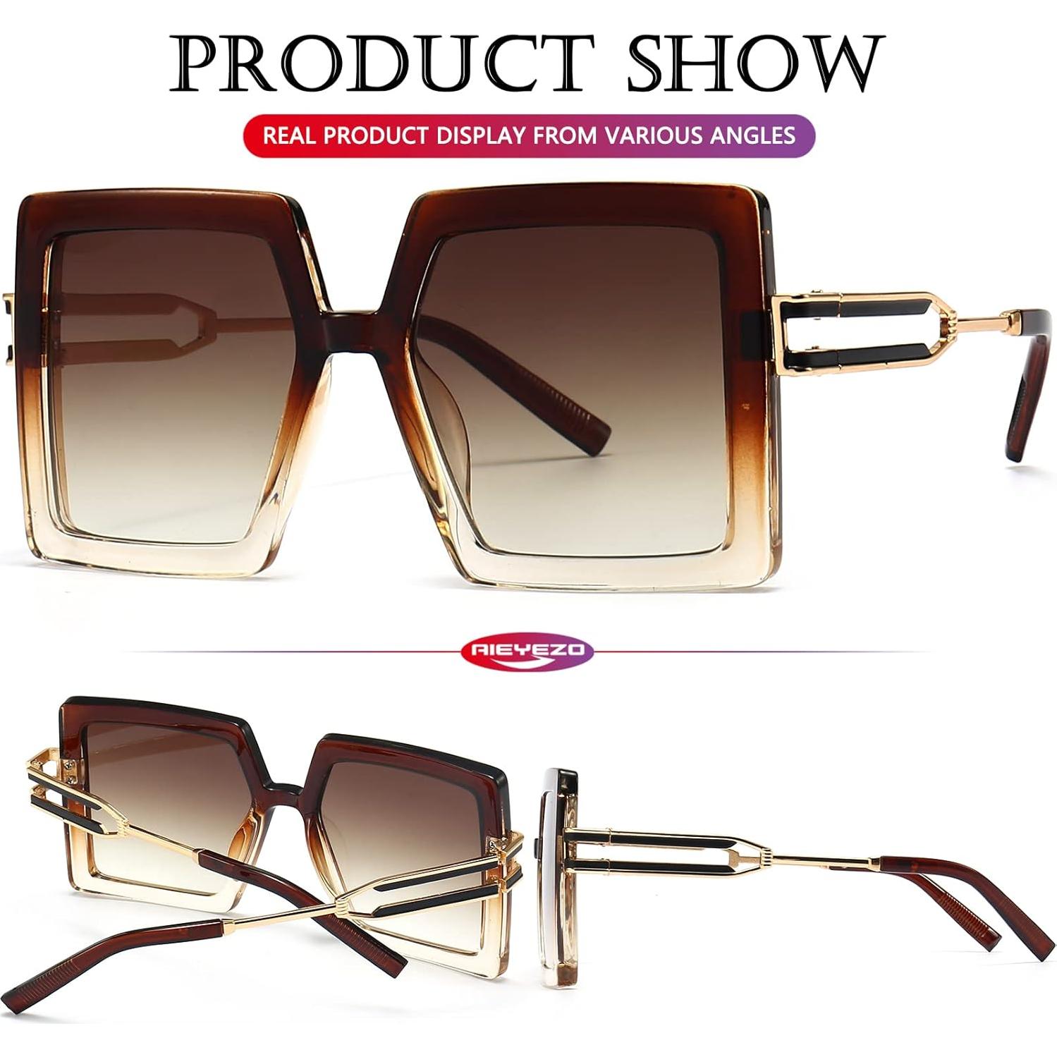 Gafas de Sol AIEYEZO Cuadradas Oversized UV400 para Mujeres