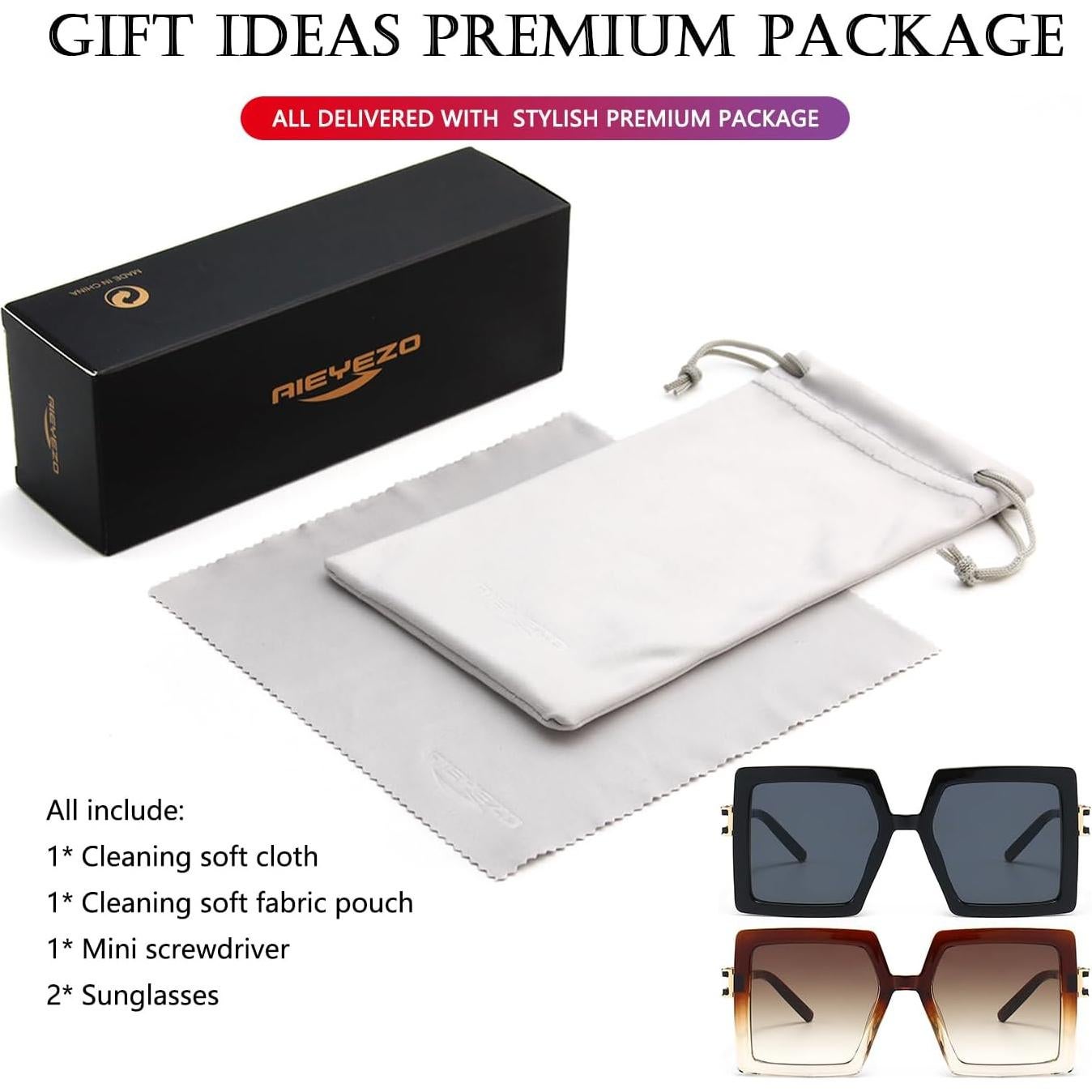 Gafas de Sol AIEYEZO Cuadradas Oversized UV400 para Mujeres