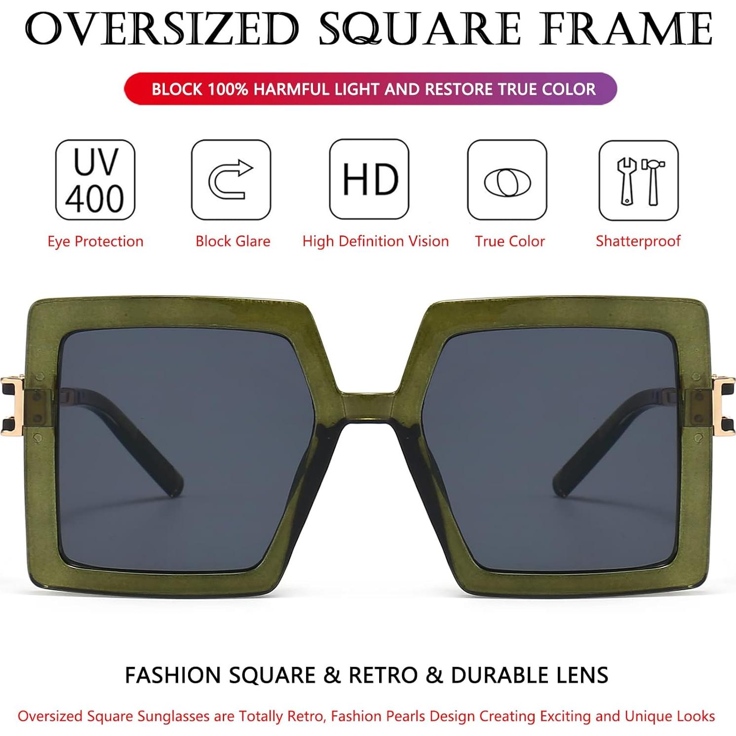 Gafas de Sol AIEYEZO Cuadradas Oversized UV400 Verde Oliva