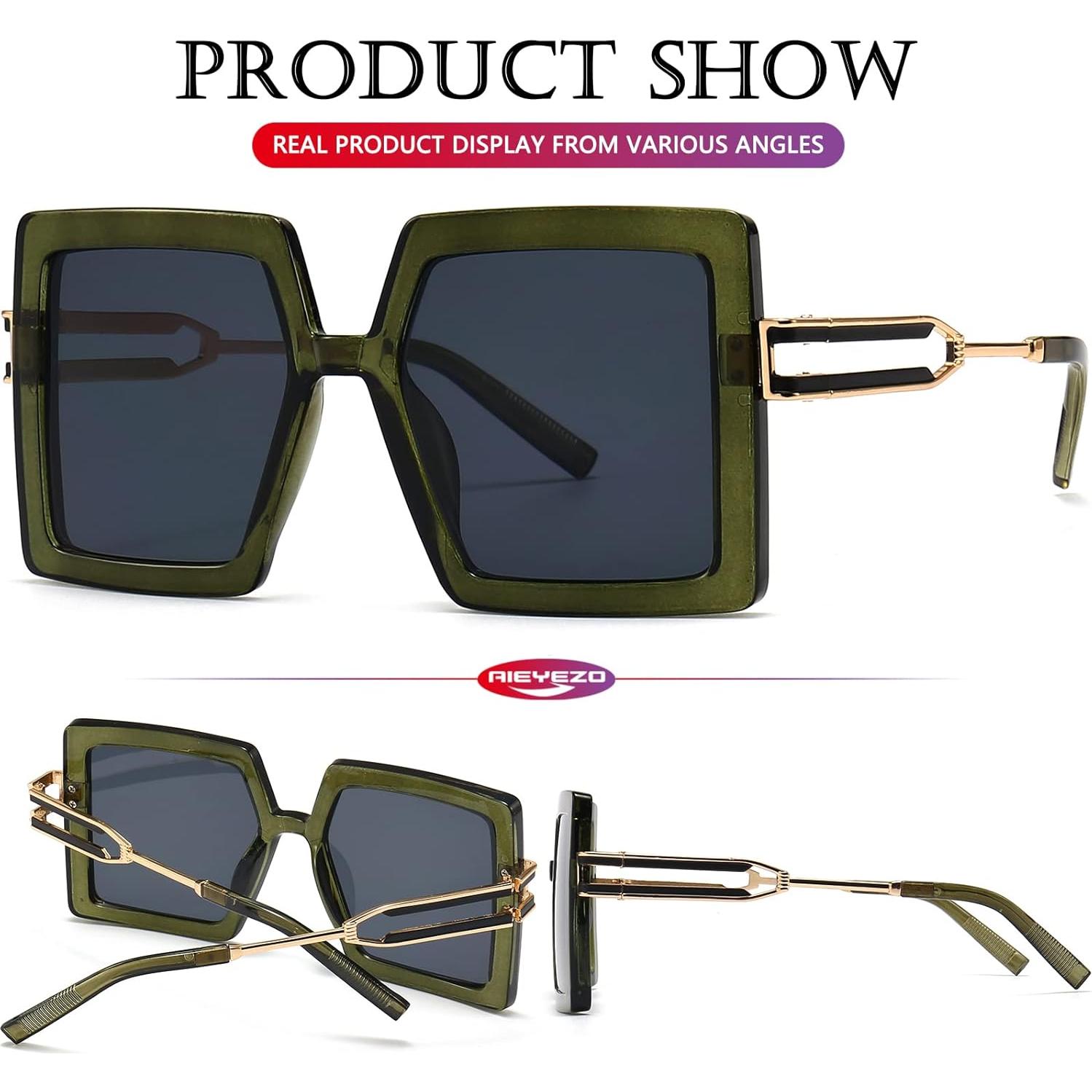 Gafas de Sol AIEYEZO Cuadradas Oversized UV400 Verde Oliva