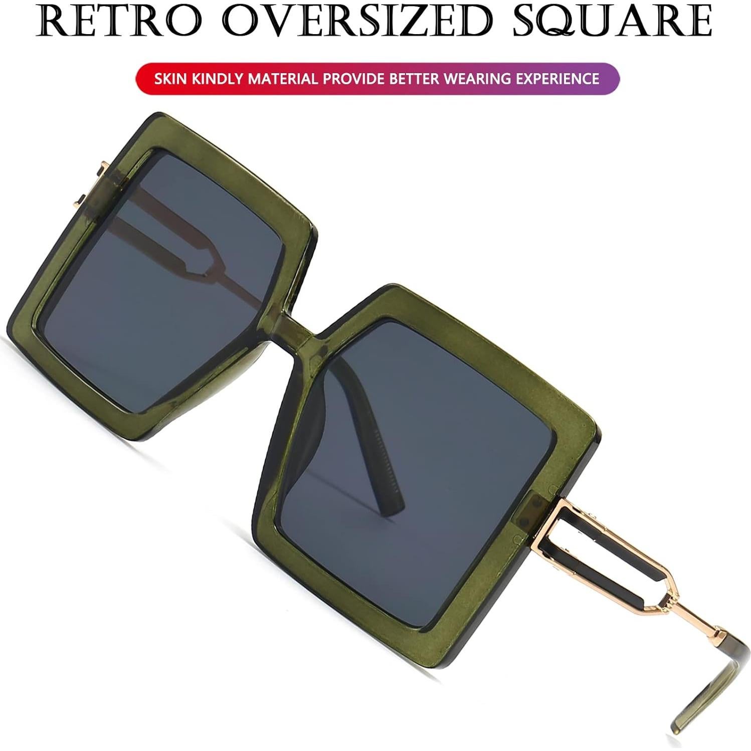 Gafas de Sol AIEYEZO Cuadradas Oversized UV400 Verde Oliva