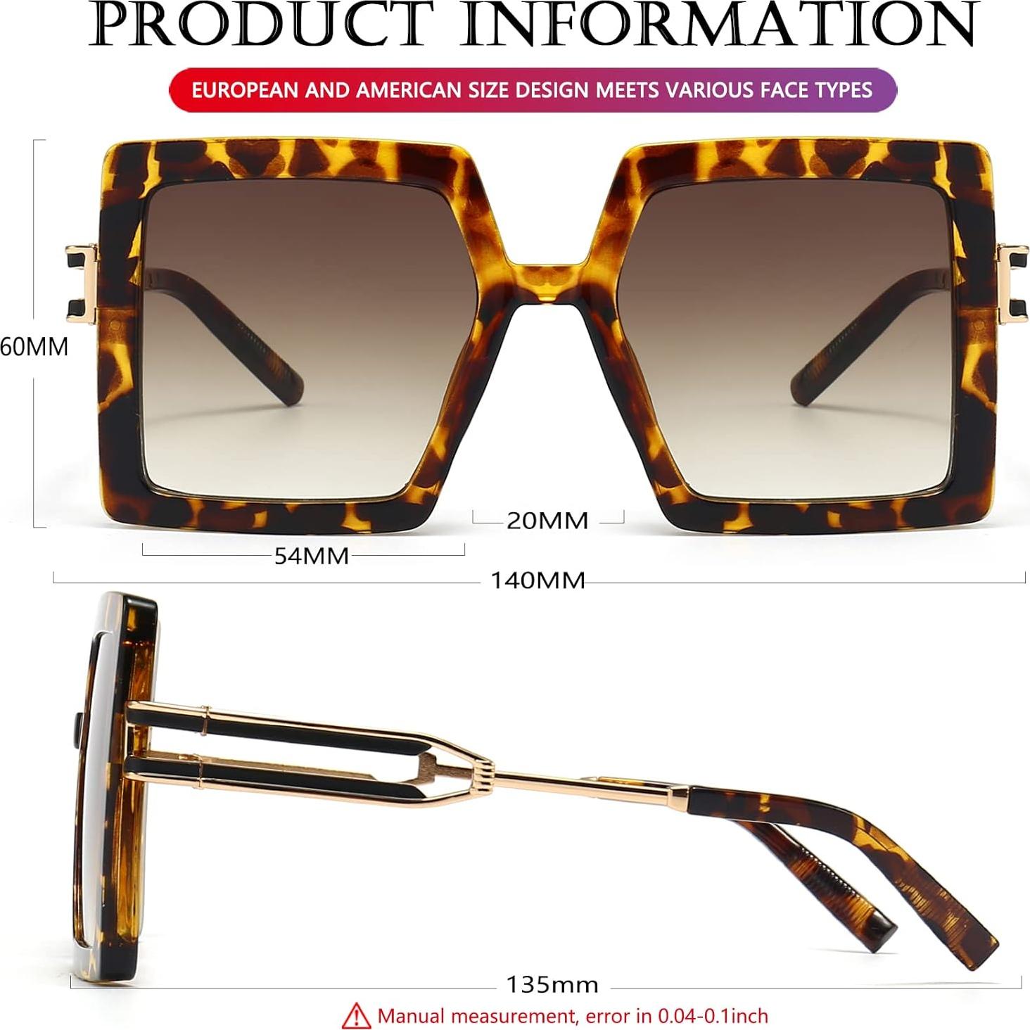 Gafas de Sol AIEYEZO Cuadradas Oversized UV400 para Mujeres