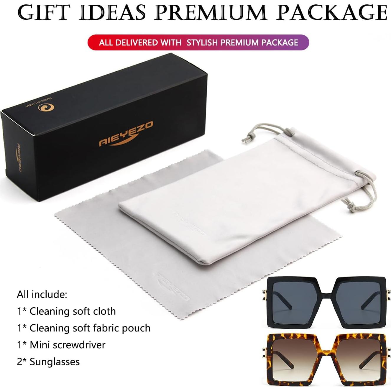 Gafas de Sol AIEYEZO Cuadradas Oversized UV400 para Mujeres