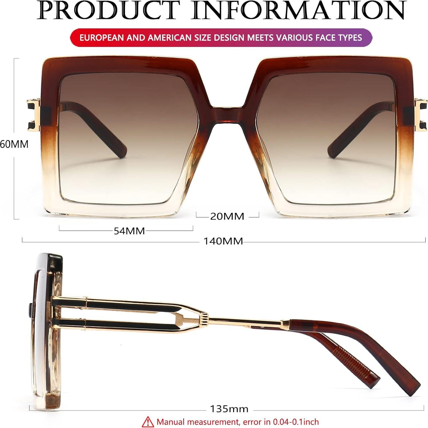 Gafas de Sol AIEYEZO Cuadradas Oversized UV400 Mujeres