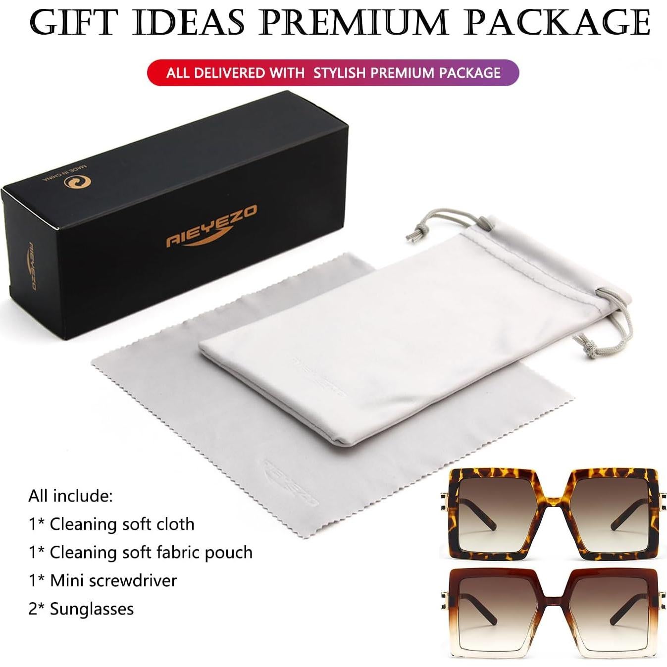 Gafas de Sol AIEYEZO Cuadradas Oversized UV400 Mujeres