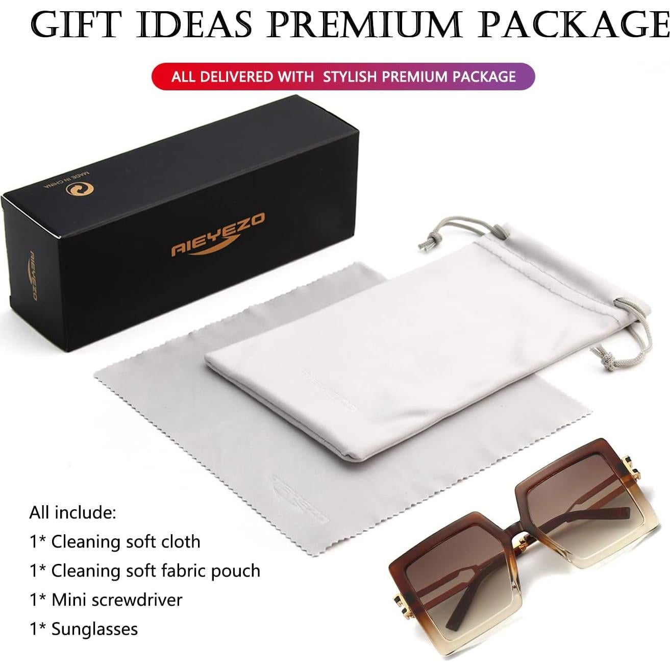 Gafas de Sol AIEYEZO Cuadradas Oversized UV400 para Mujeres