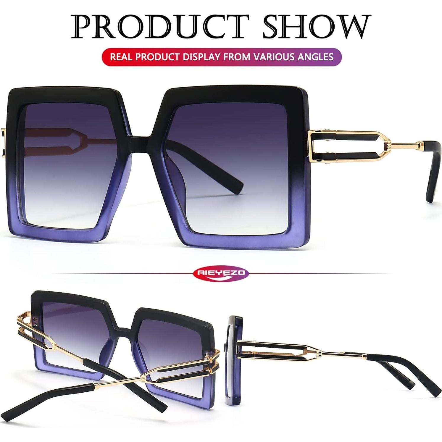 Gafas de Sol AIEYEZO Cuadradas Oversized UV400 para Mujeres