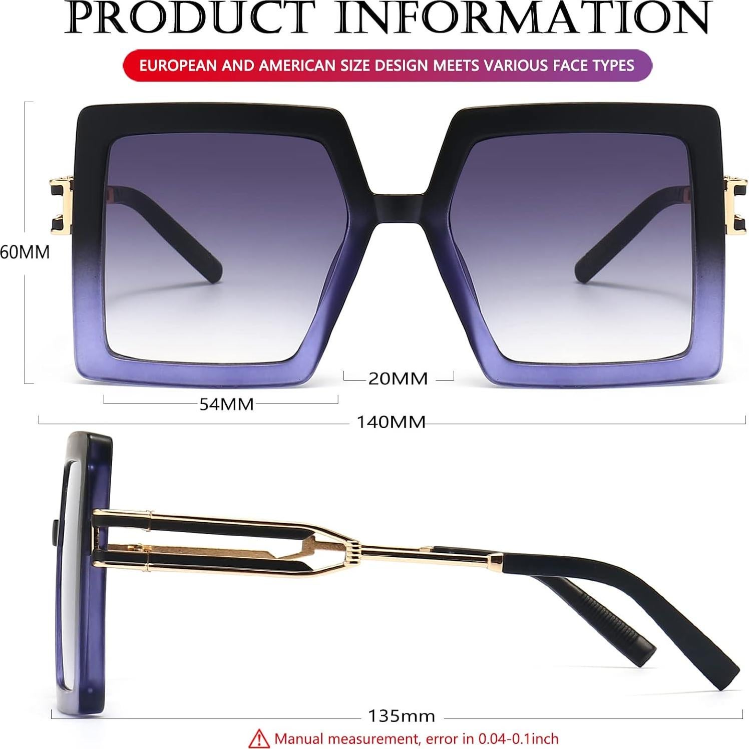 Gafas de Sol AIEYEZO Cuadradas Oversized UV400 para Mujeres