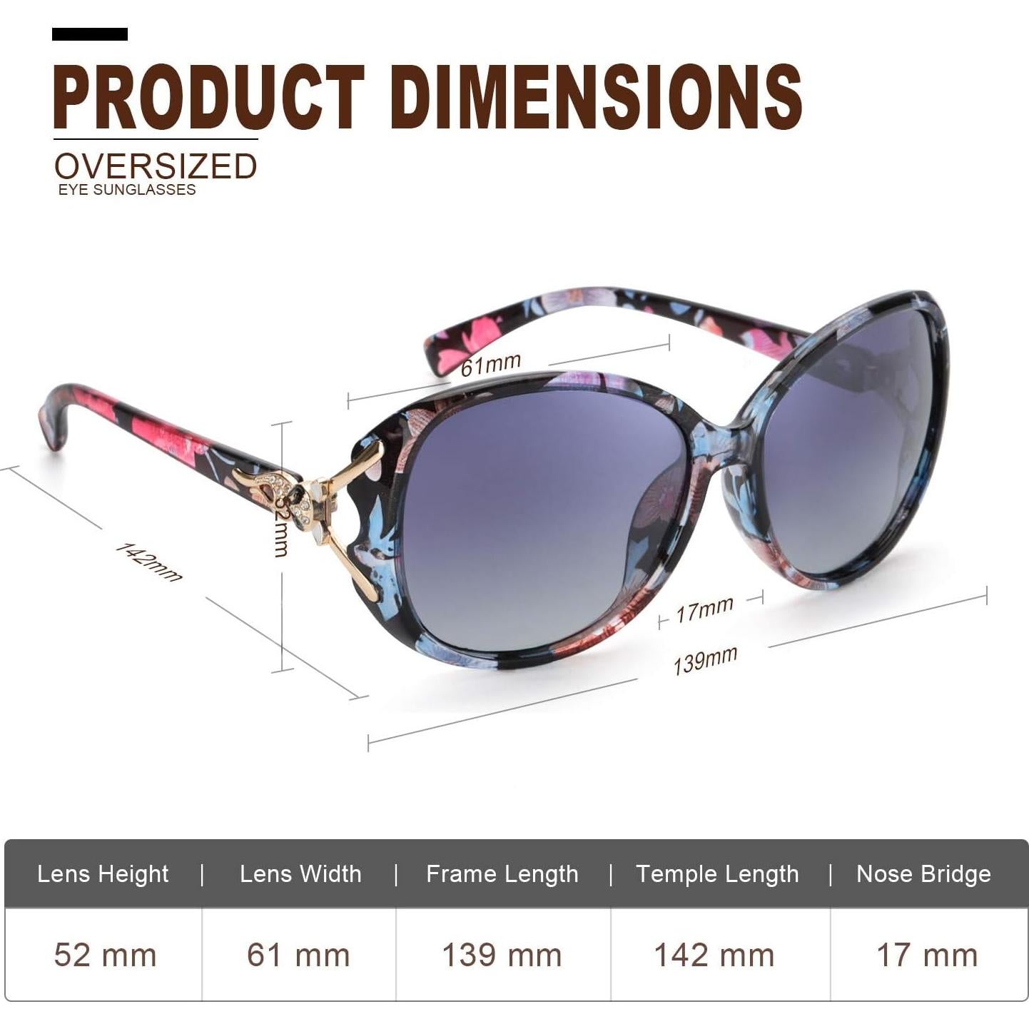 Gafas de sol FIMILU para mujeres UV400 polarizadas grandes