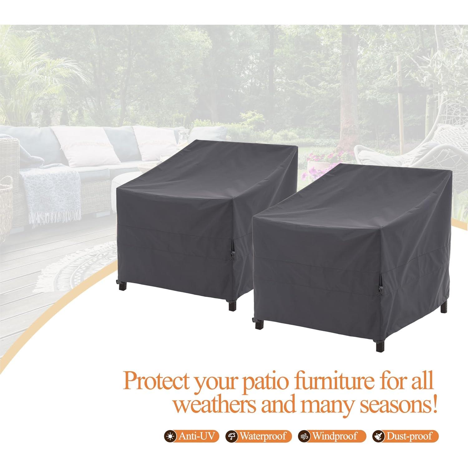 Funda para Silla de Patio WJ Etrade Gris 2 Piezas Impermeable