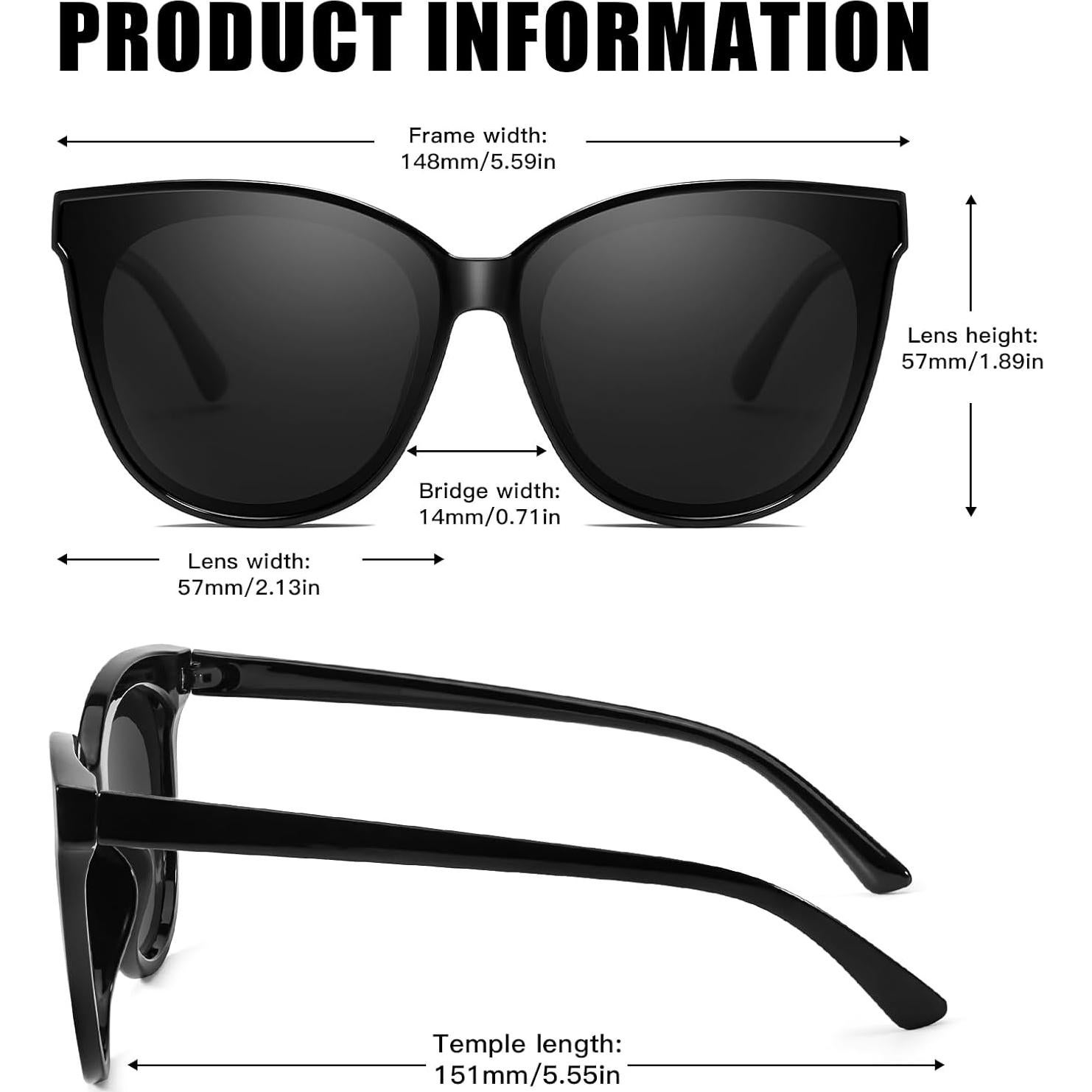 Gafas de sol LVIOE Cat Eyes para mujeres - Polarizadas UV 99.99%