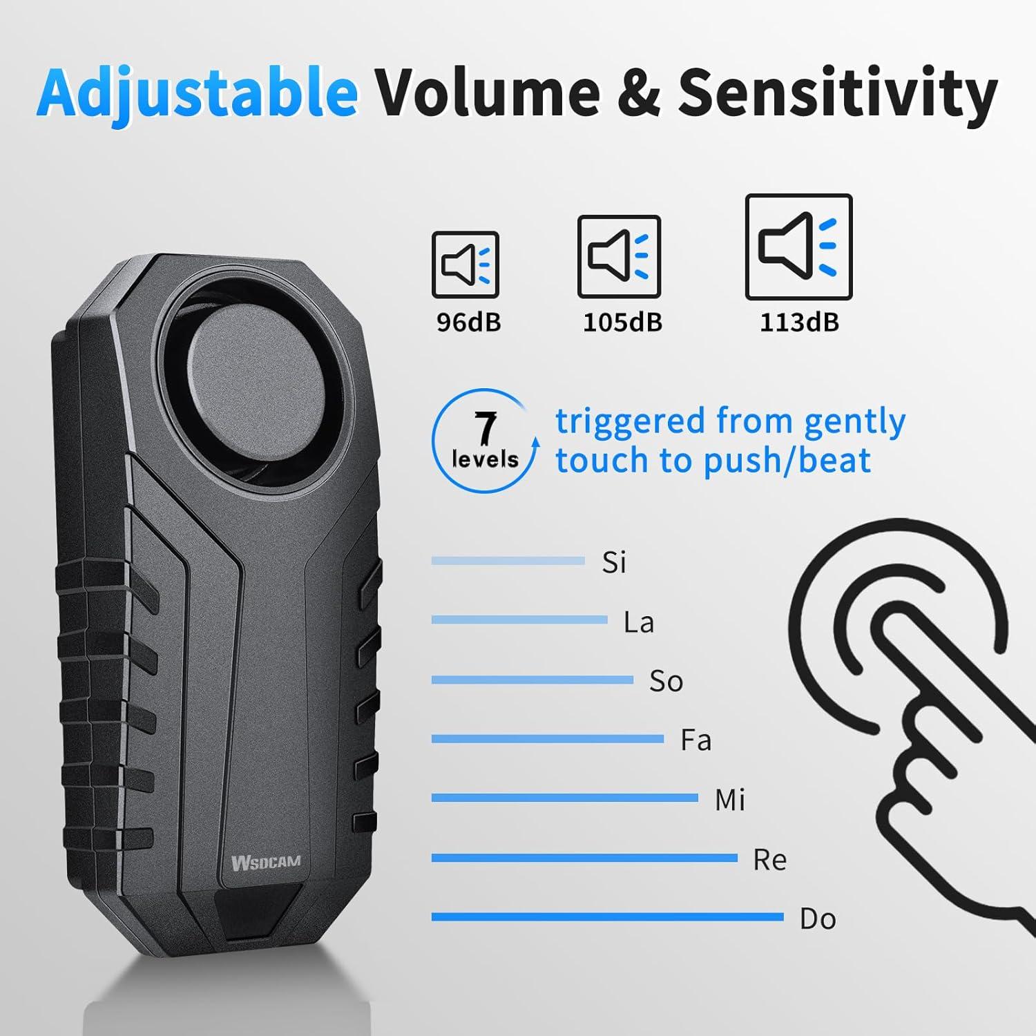 Alarma de Vibración WSDCAM 113dB para Bicicleta y Más