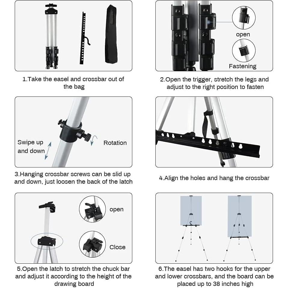 Caballete de Pintura Ajustable RRFTOK de Aluminio 66"