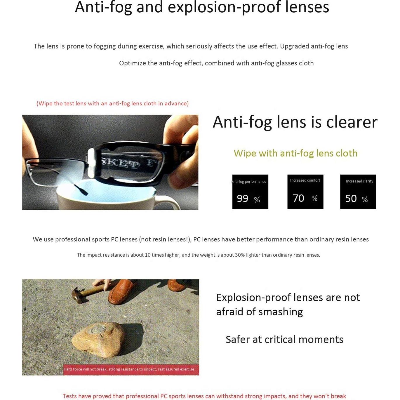 Gafas Deportivas SooGree Antivaho para Baloncesto