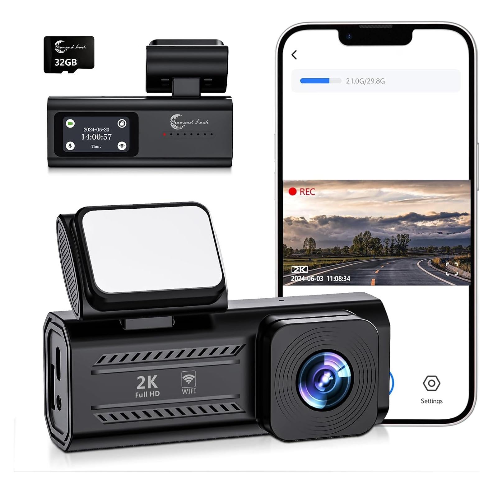 Cámara de tablero 2K Diamond Lark LF-J18 con WiFi y 32GB