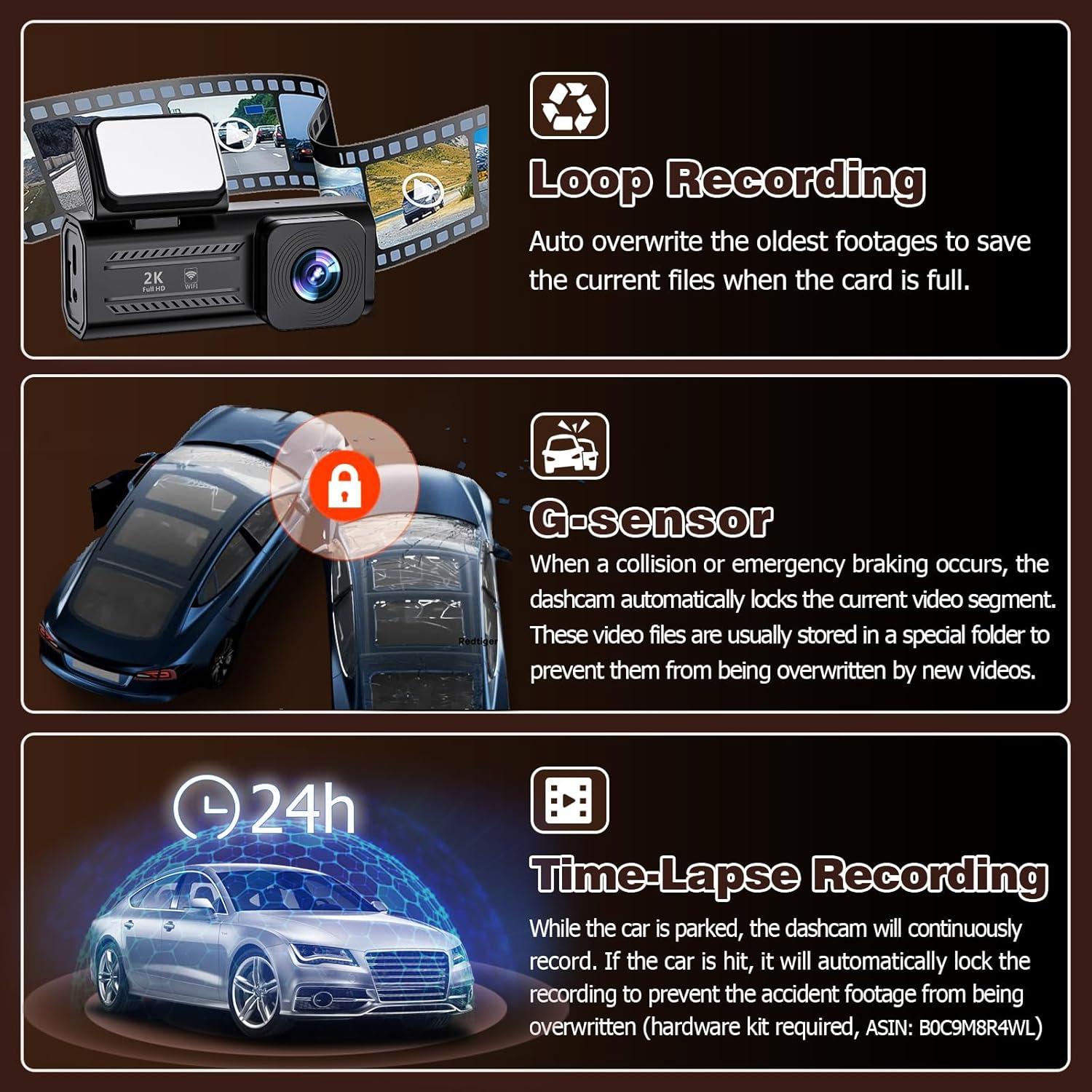 Cámara de tablero 2K Diamond Lark LF-J18 con WiFi y 32GB