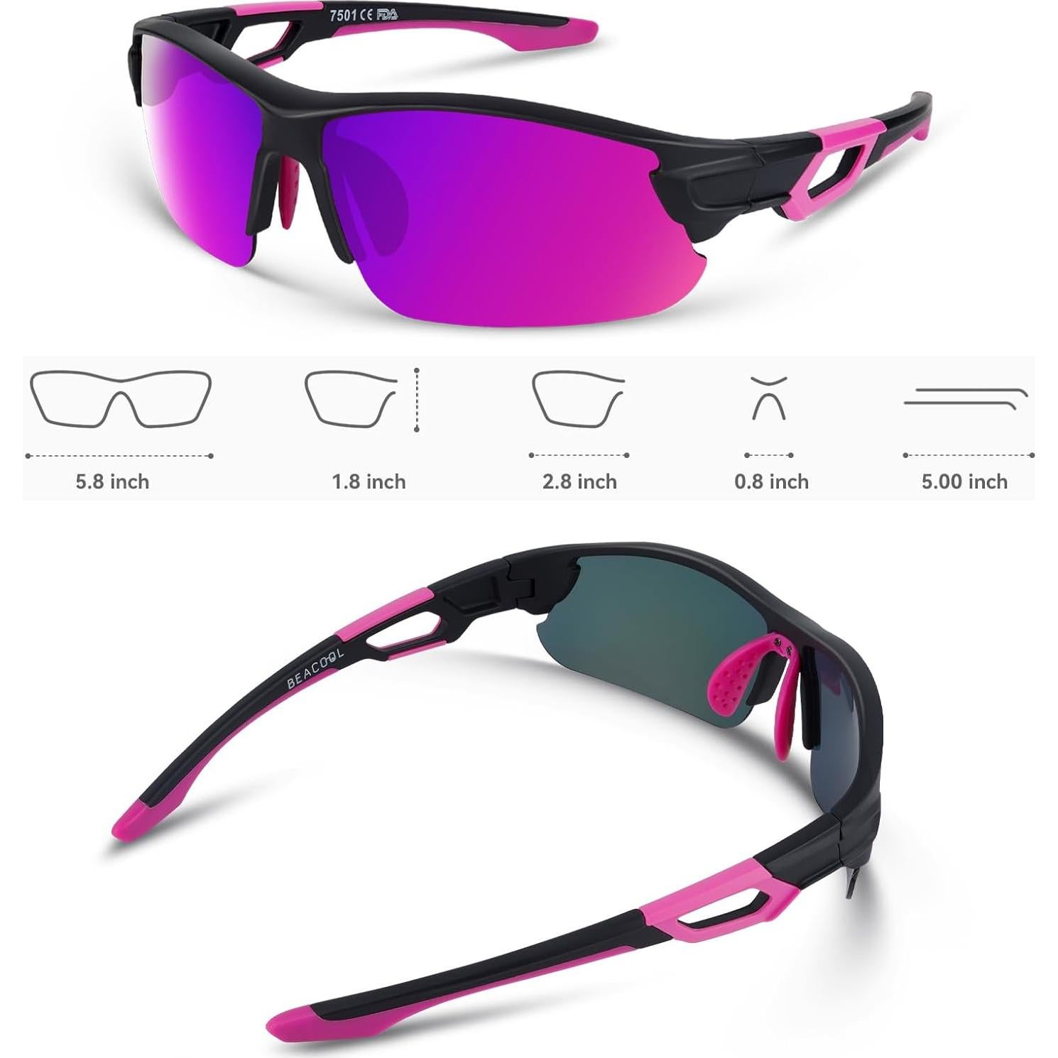 Gafas de Sol BEACOOL Polarizadas UV400 Unisex Negro Mate