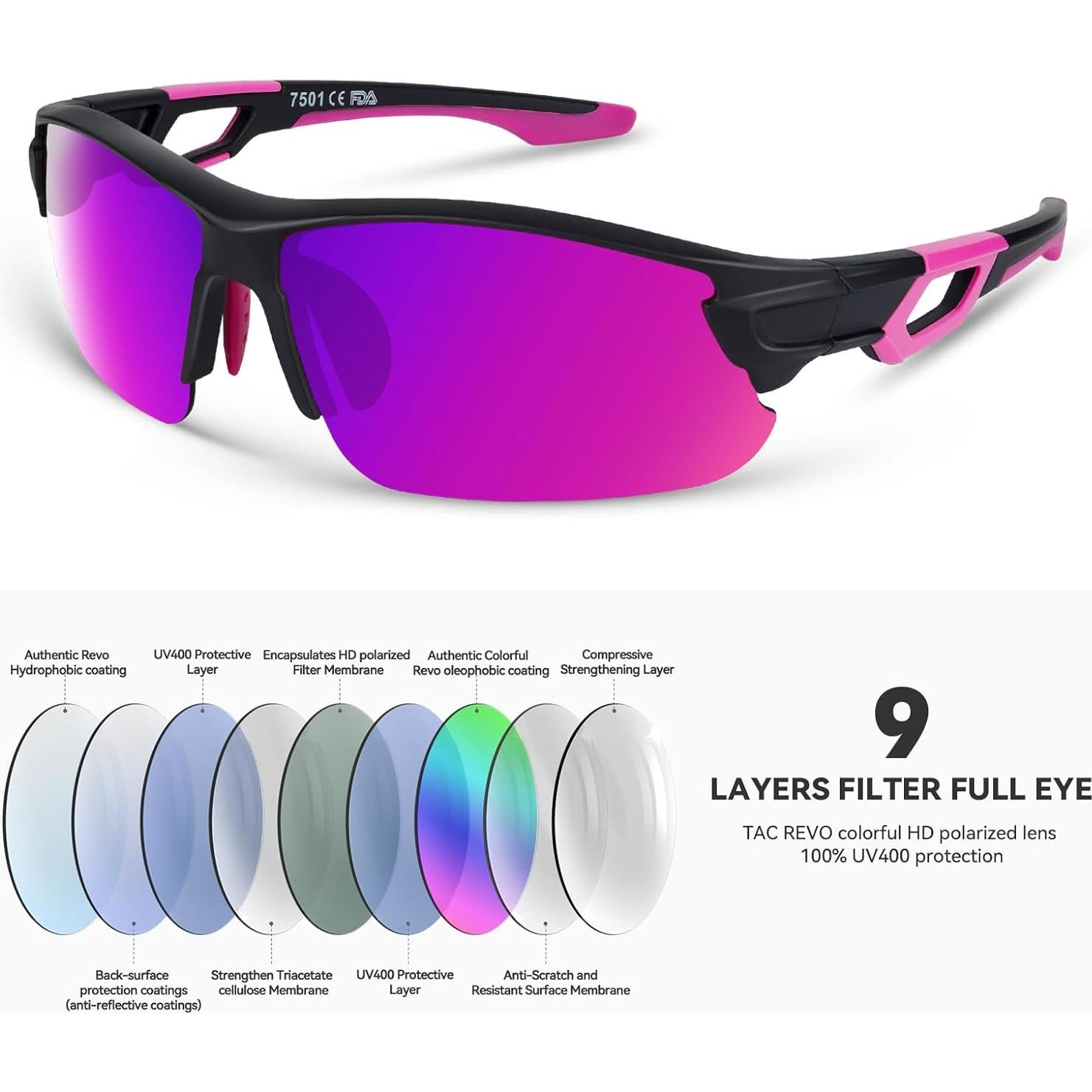 Gafas de Sol BEACOOL Polarizadas UV400 Unisex Negro Mate