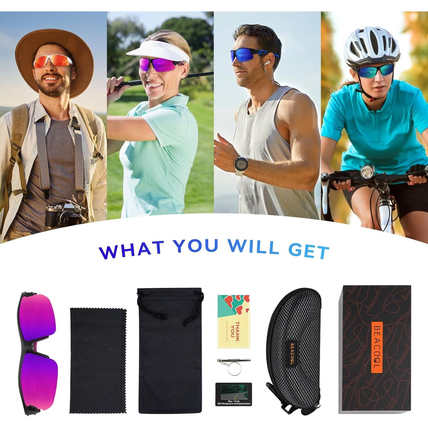 Gafas de Sol BEACOOL Polarizadas UV400 Unisex Negro Mate