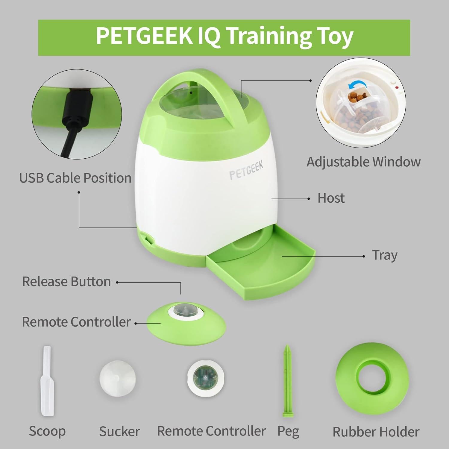 Dispensador de Comida para Perros PETGEEK Verde Automático