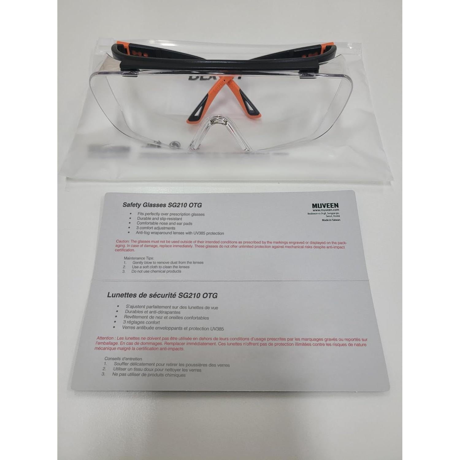Gafas de Seguridad DEX FIT SG210 OTG, 6 Pares, Antifog UV385