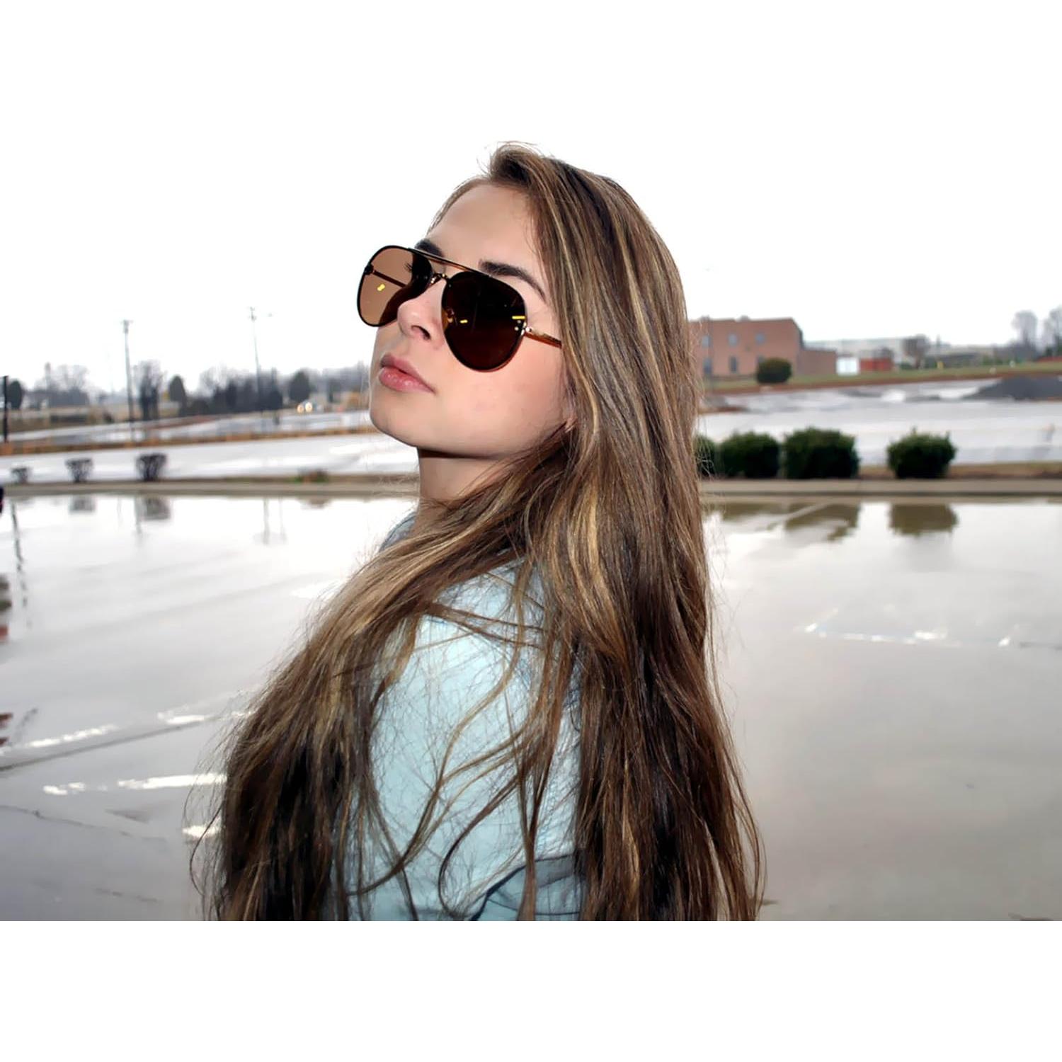 Gafas de Sol Aviador Metal Oro Espejo Marrón Moda