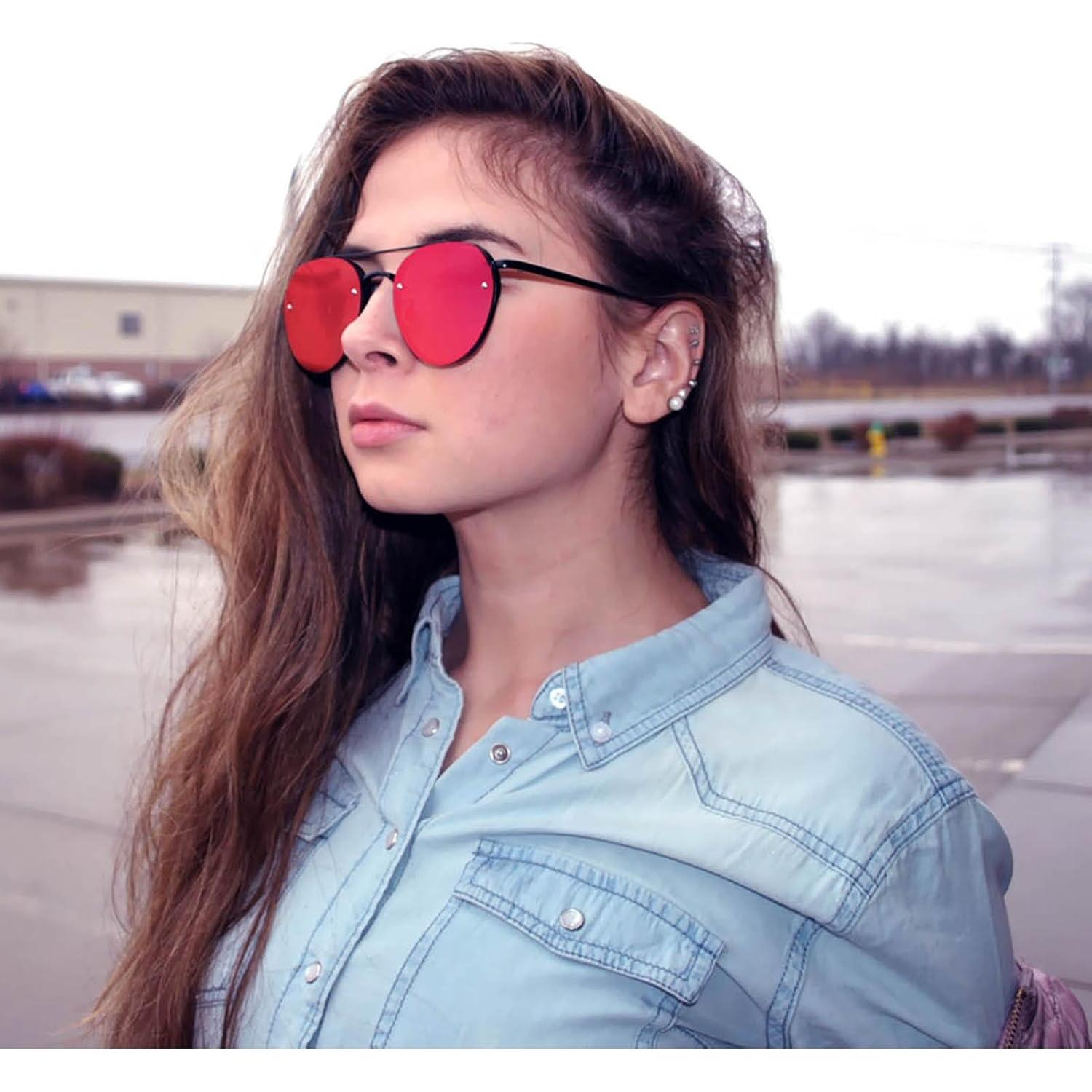 Gafas de Sol Aviador Metalicas Espejo Púrpura Unisex