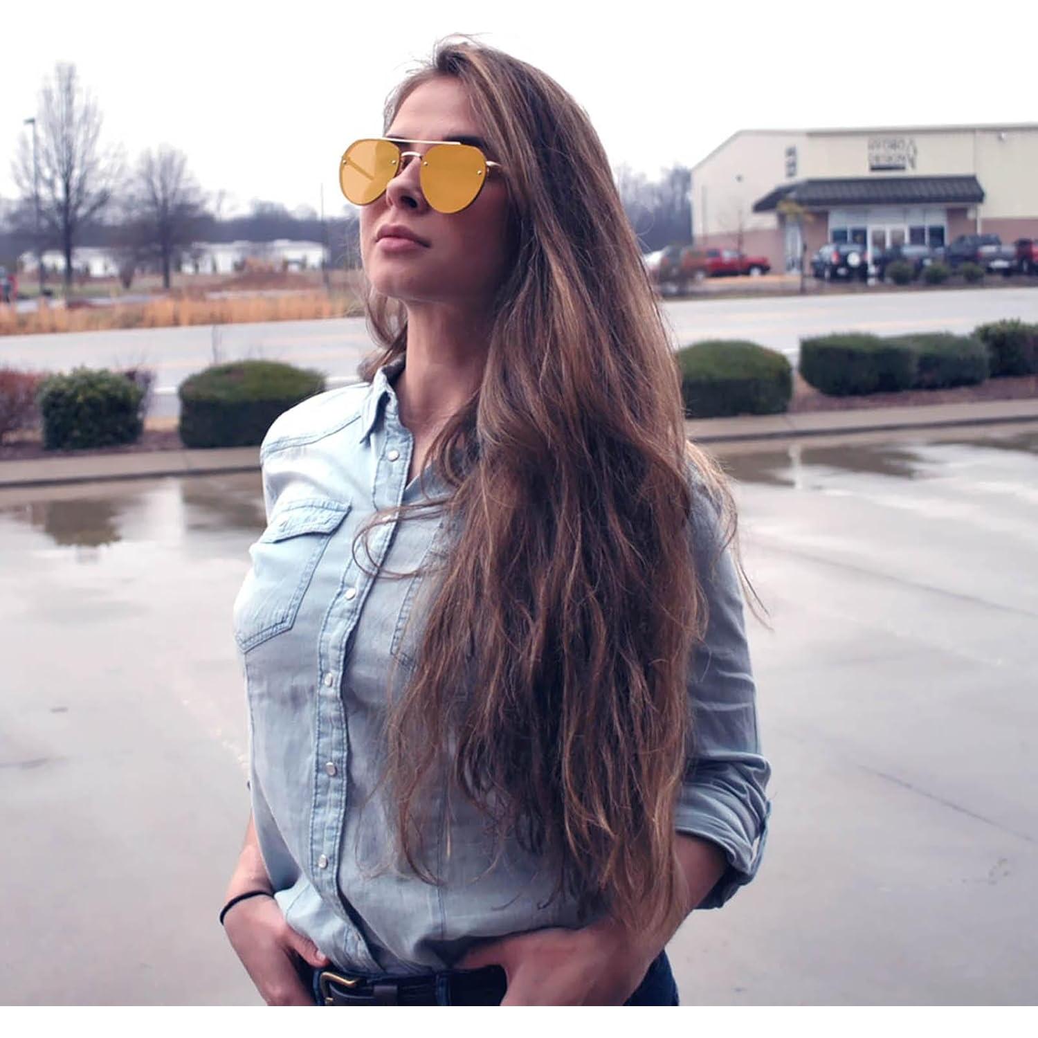 Gafas de Sol Aviador Metal Oro Espejo Marrón Moda