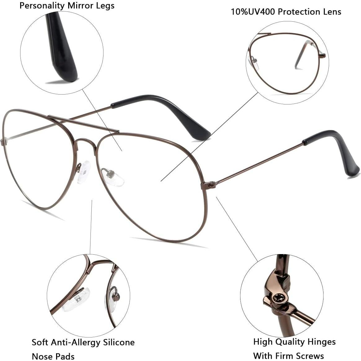 Gafas de Sol Aviador AISSWZBER Lente UV400 Café