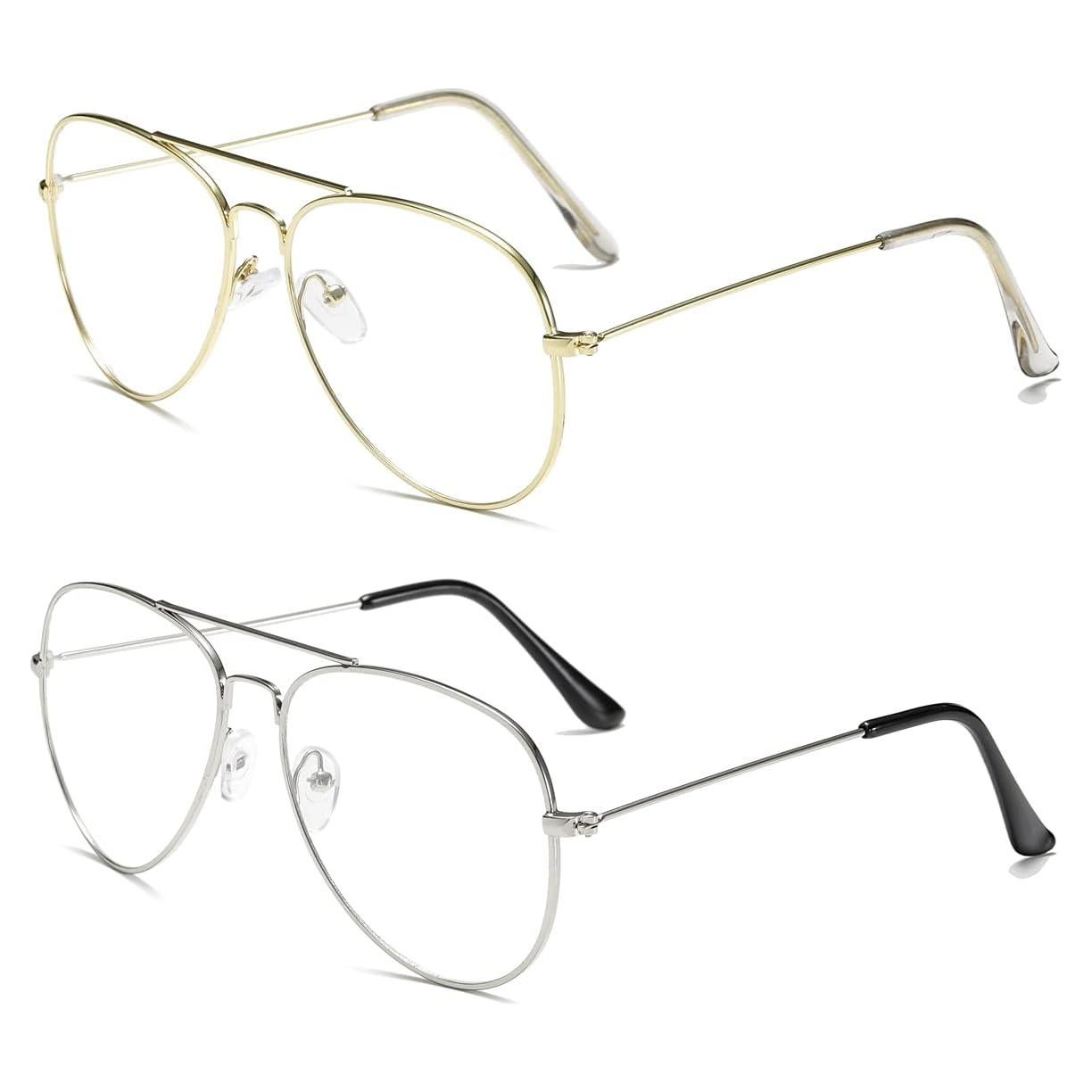 Gafas de Aviador AISSWZBER Lente UV400 Clásicas Plata/Oro